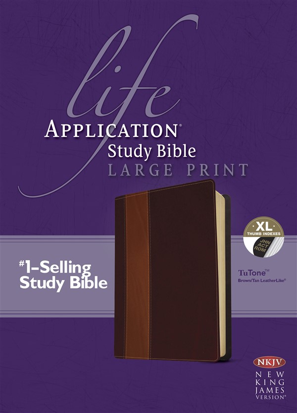 NKJV Life Application Study Bible, Second Edition, Large Print (Red Letter, LeatherLike, Brown/Tan, Indexed)
