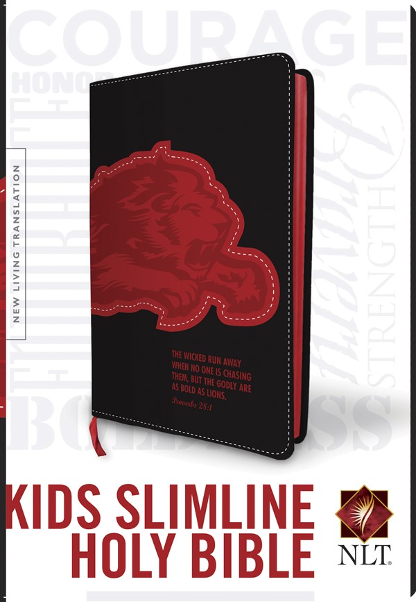 Kids Slimline Bible NLT, TuTone (Red Letter, LeatherLike, Black/Red Lion)