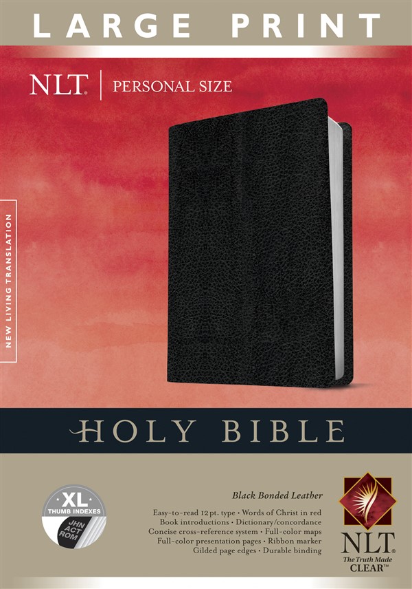 Holy Bible NLT, Personal Size Large Print edition (Red Letter, Bonded Leather, Black, Indexed)