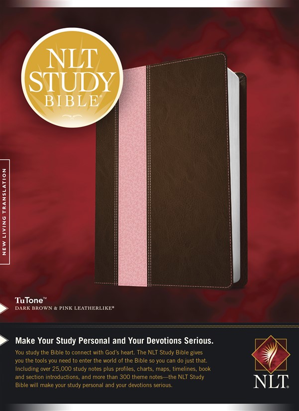 NLT Study Bible, TuTone (Red Letter, LeatherLike, Dark Brown/Pink)