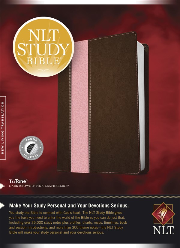 NLT Study Bible, TuTone (Red Letter, LeatherLike, Dark Brown/Pink, Indexed)
