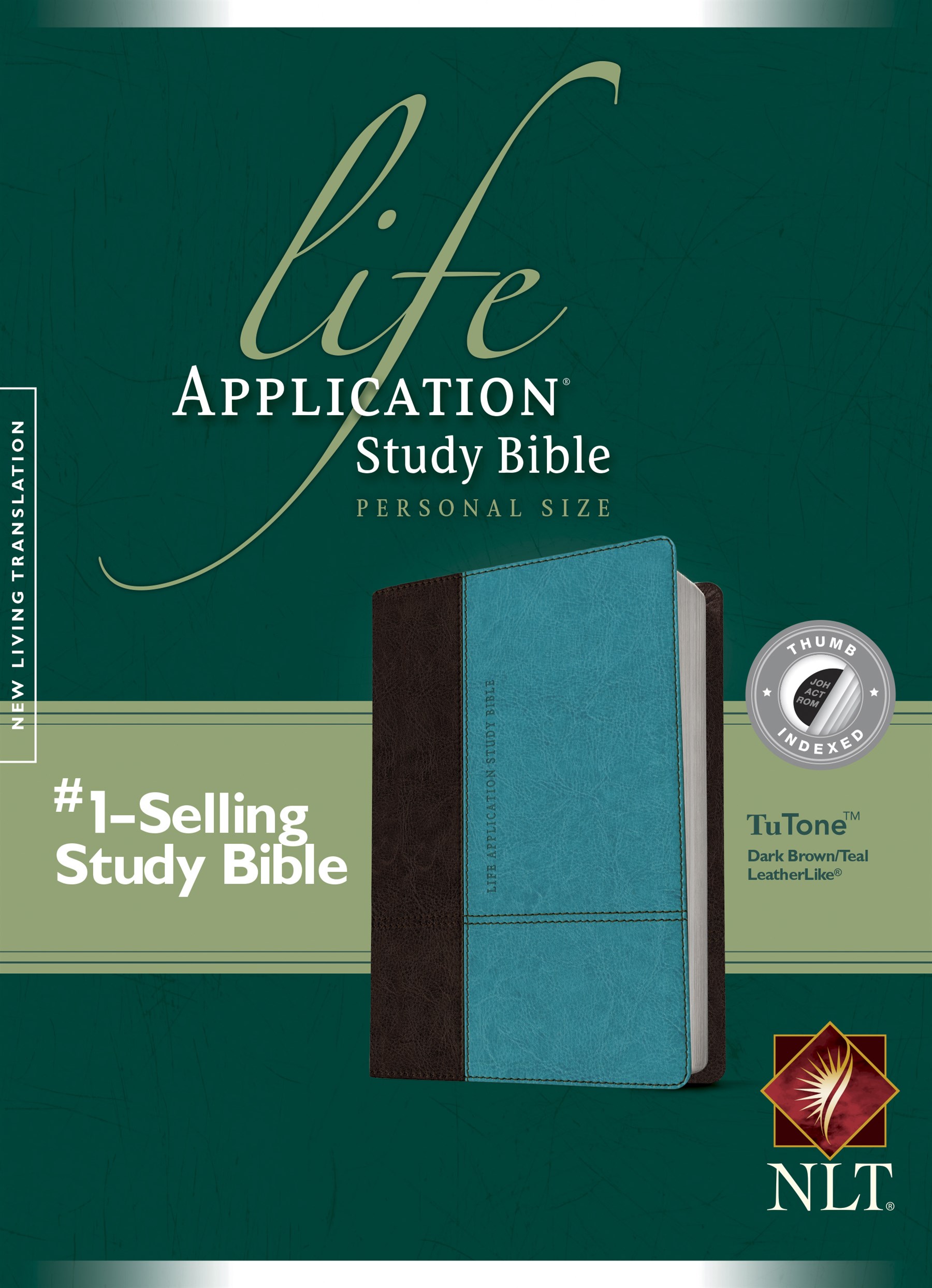 NLT Life Application Study Bible, Second Edition, Personal Size (LeatherLike, Dark Brown/Teal, Indexed)