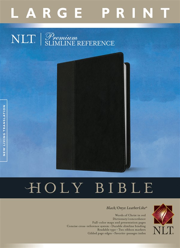 Premium Slimline Reference Bible NLT, Large Print, TuTone (Red Letter, LeatherLike, Black/Onyx)