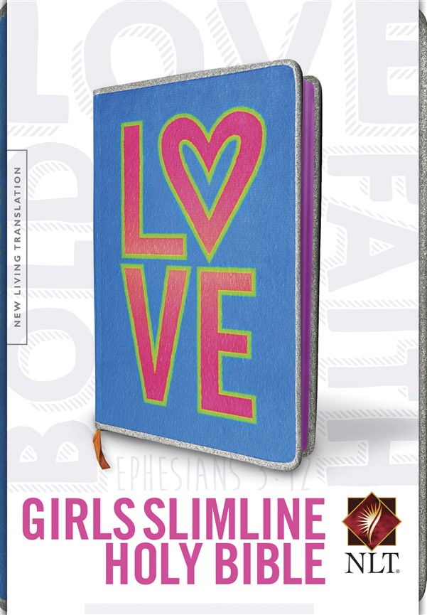 Girls Slimline Bible NLT (Red Letter, Hardcover, Blue/Neon)