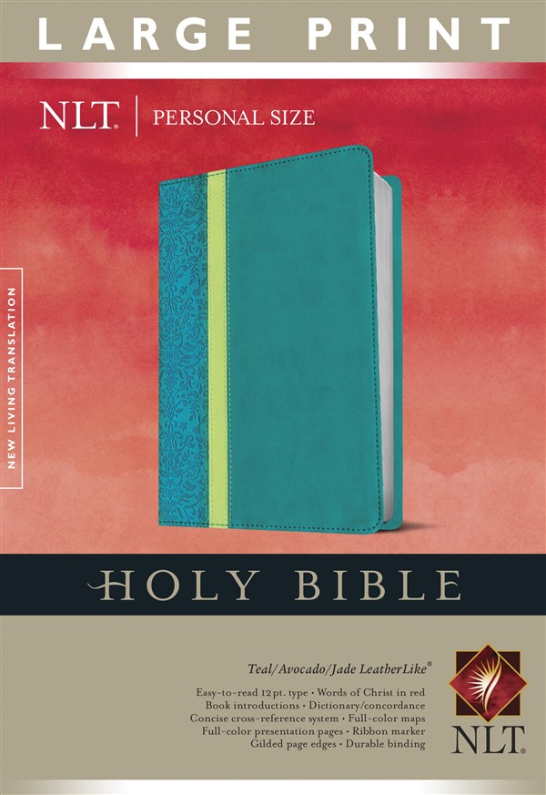 Holy Bible NLT, Personal Size Large Print edition, TuTone (Red Letter, LeatherLike, Teal)