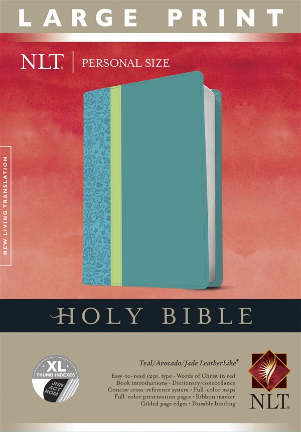 Holy Bible NLT, Personal Size Large Print edition, TuTone (Red Letter, LeatherLike, Teal, Indexed)
