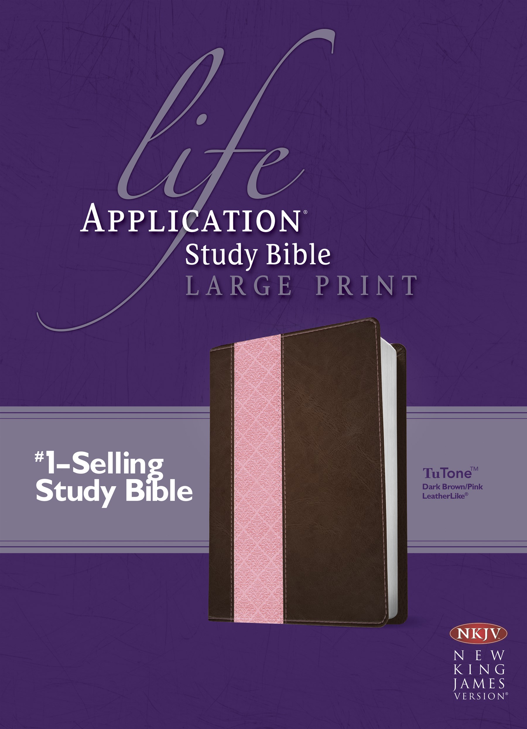 NKJV Life Application Study Bible, Second Edition, Large Print, TuTone (Red Letter, LeatherLike, Dark Brown/Pink)