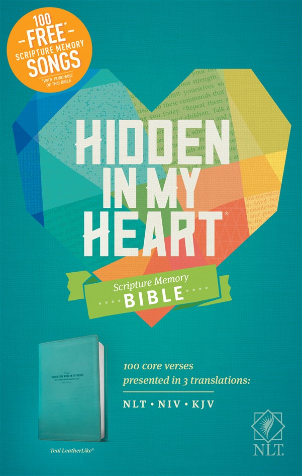Hidden in My Heart Scripture Memory Bible NLT (LeatherLike, Teal)