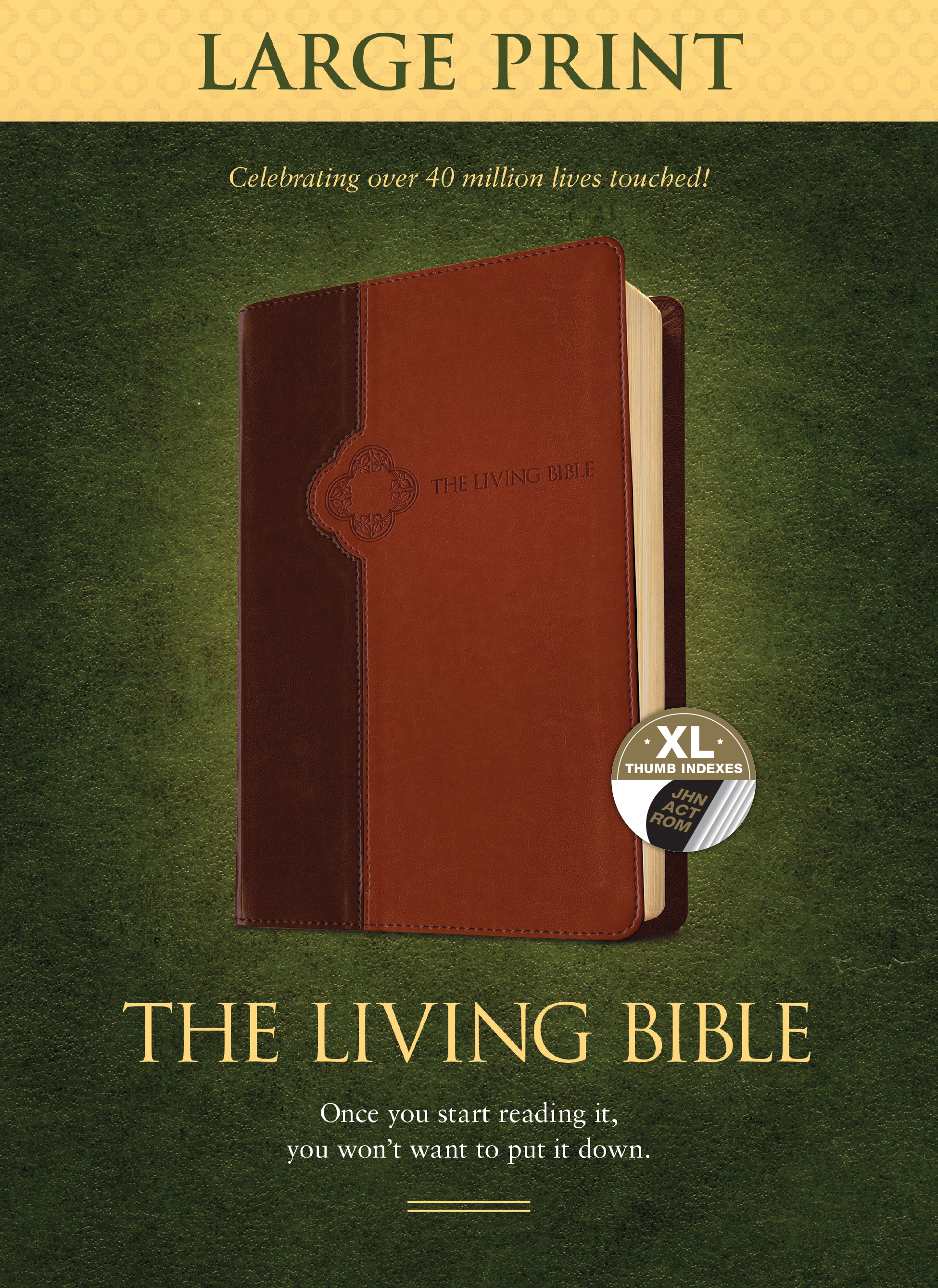 The Living Bible Large Print Edition, TuTone (LeatherLike, Brown/Tan, Indexed)