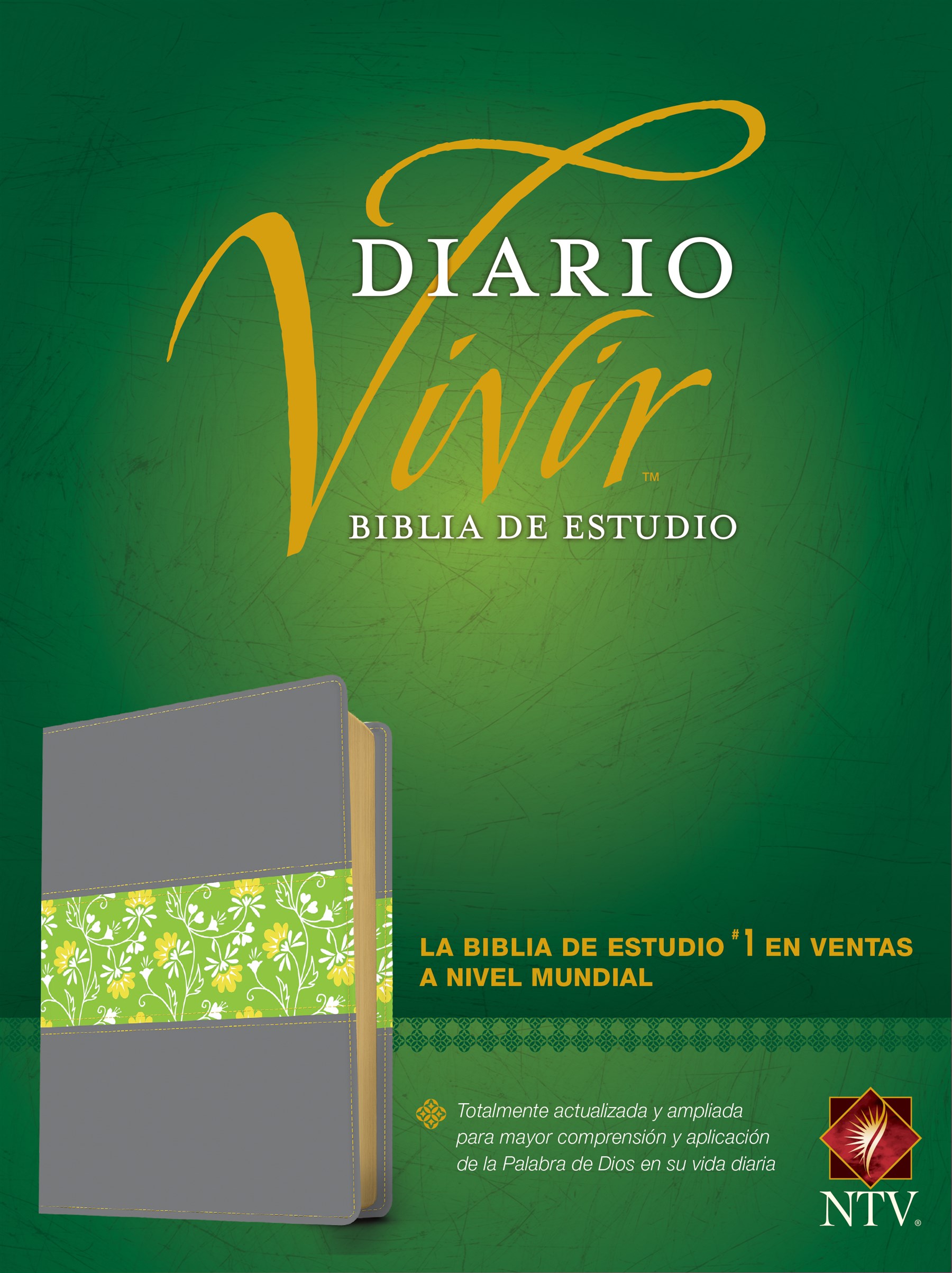 Biblia de estudio del diario vivir NTV (Letra Roja, SentiPiel, Gris/Verde, Índice)