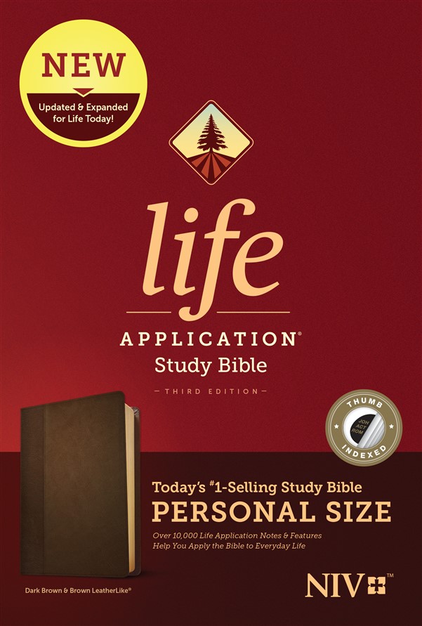 NIV Life Application Study Bible, Third Edition, Personal Size (LeatherLike, Dark Brown/Brown, Indexed)