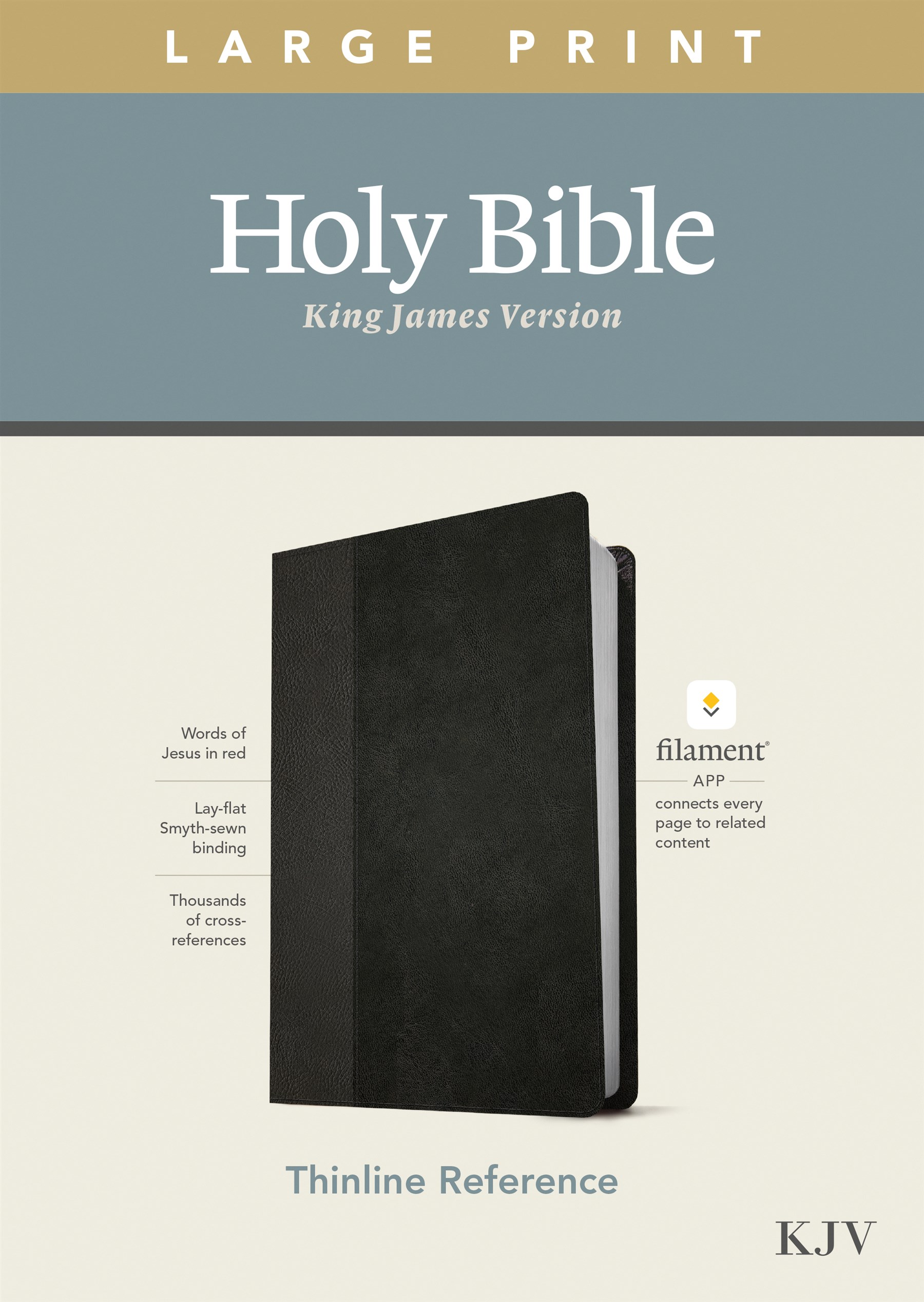 KJV Large Print Thinline Reference Bible, Filament Enabled Edition (Red Letter, LeatherLike, Black/Onyx)