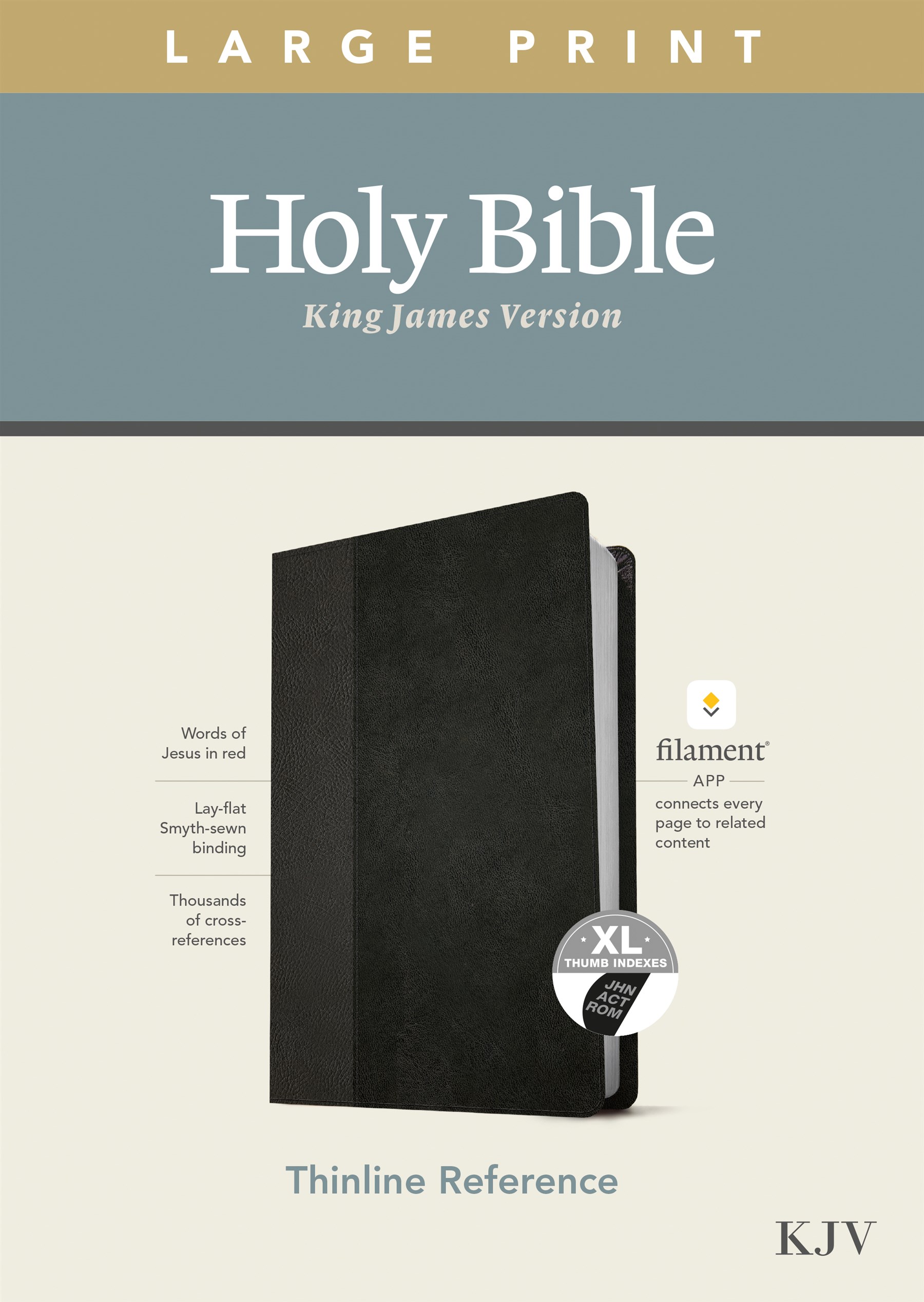 KJV Large Print Thinline Reference Bible, Filament Enabled Edition (Red Letter, LeatherLike, Black/Onyx, Indexed)