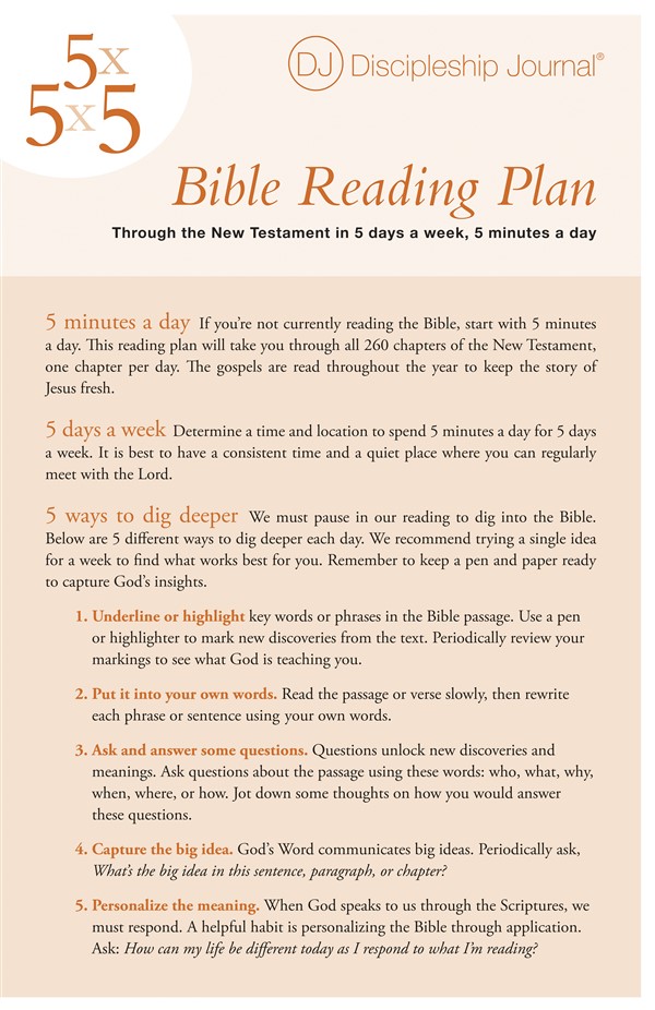 Discipleship Journal's 5 x 5 x 5 Bible Reading Plan