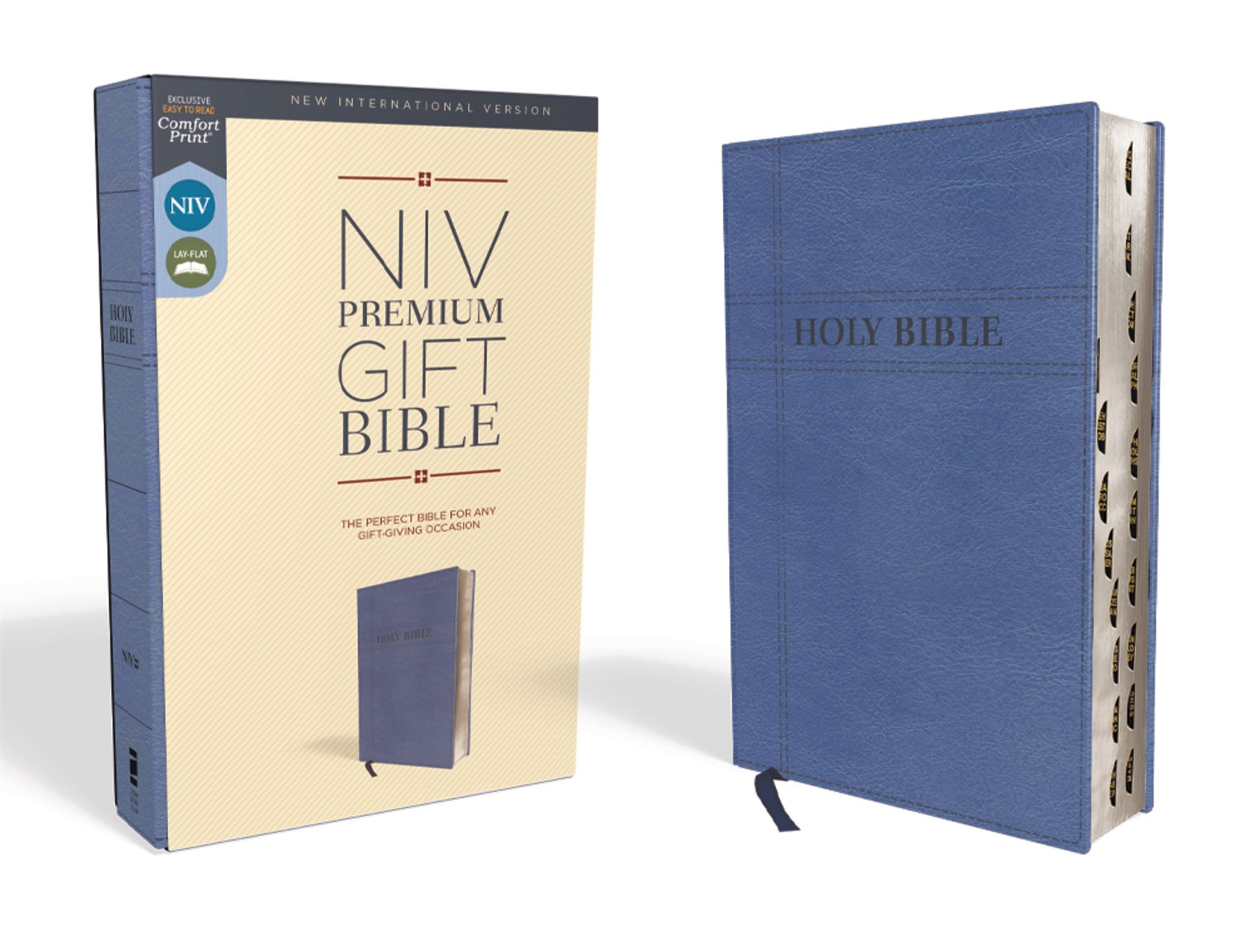 NIV, Premium Gift Bible, Leathersoft, Navy, Red Letter, Thumb Indexed, Comfort Print