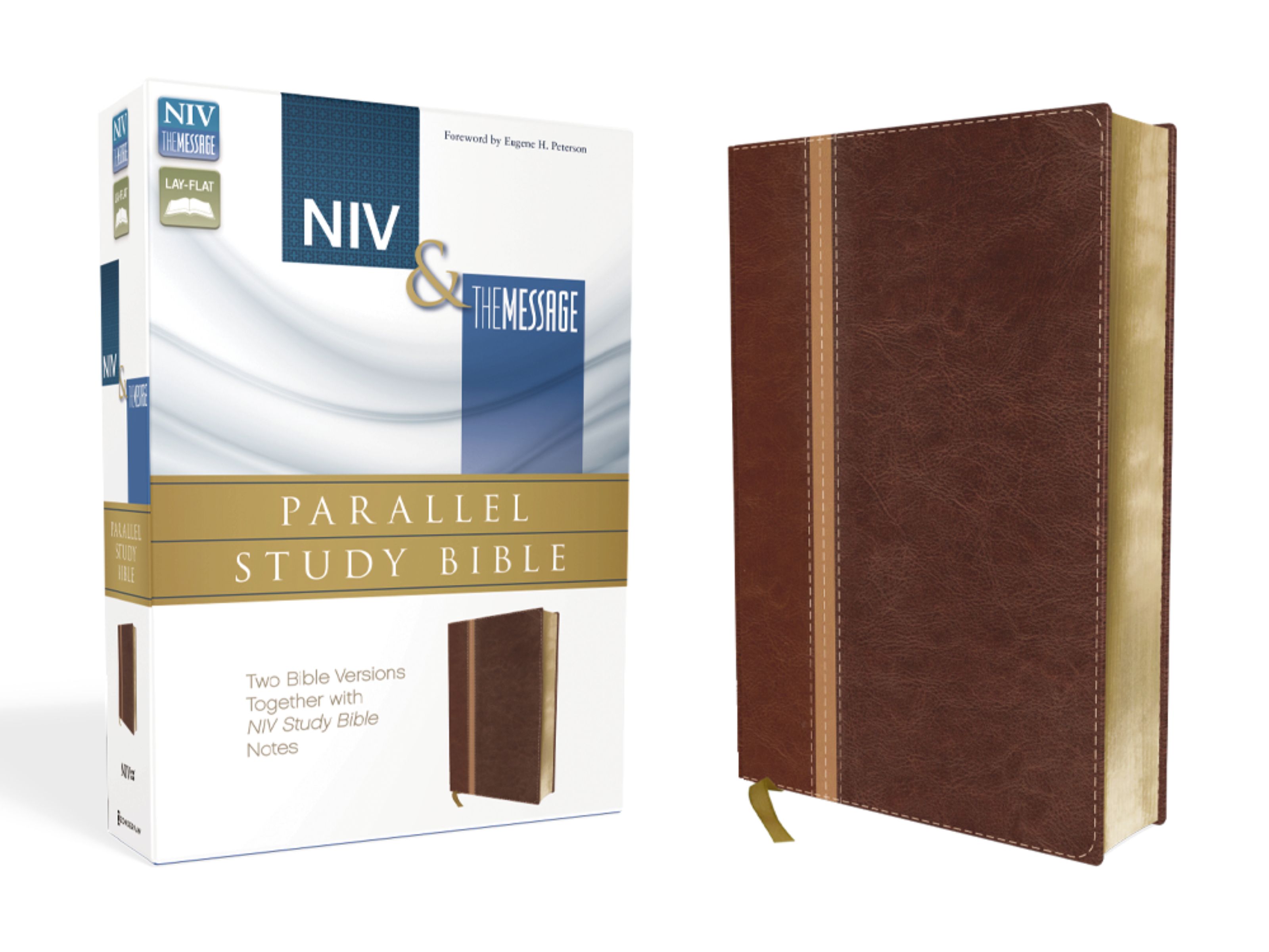 NIV, The Message, Parallel Study Bible, Leathersoft, Brown/Red