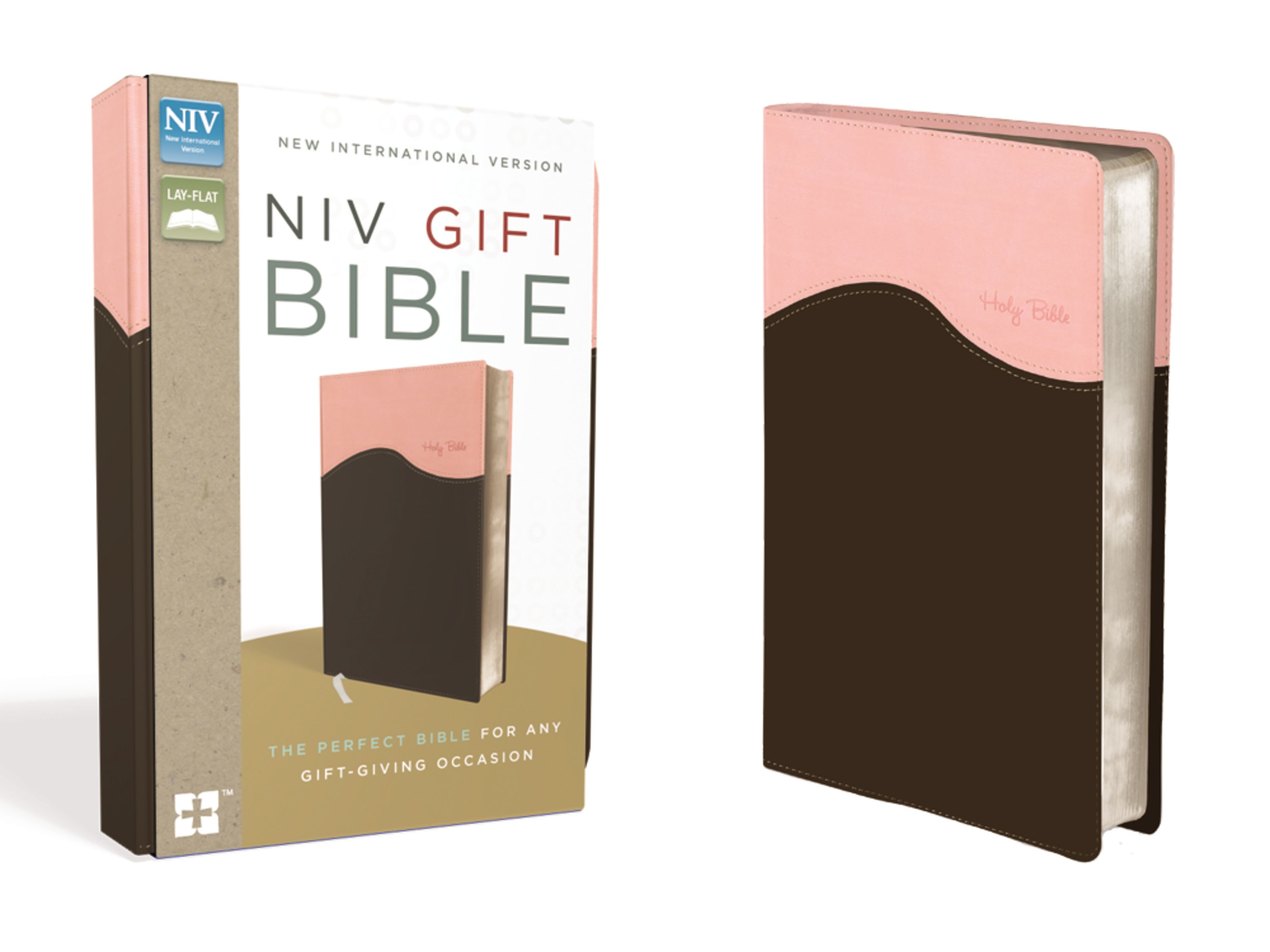 NIV, Gift Bible, Leathersoft, Pink/Brown, Red Letter Edition