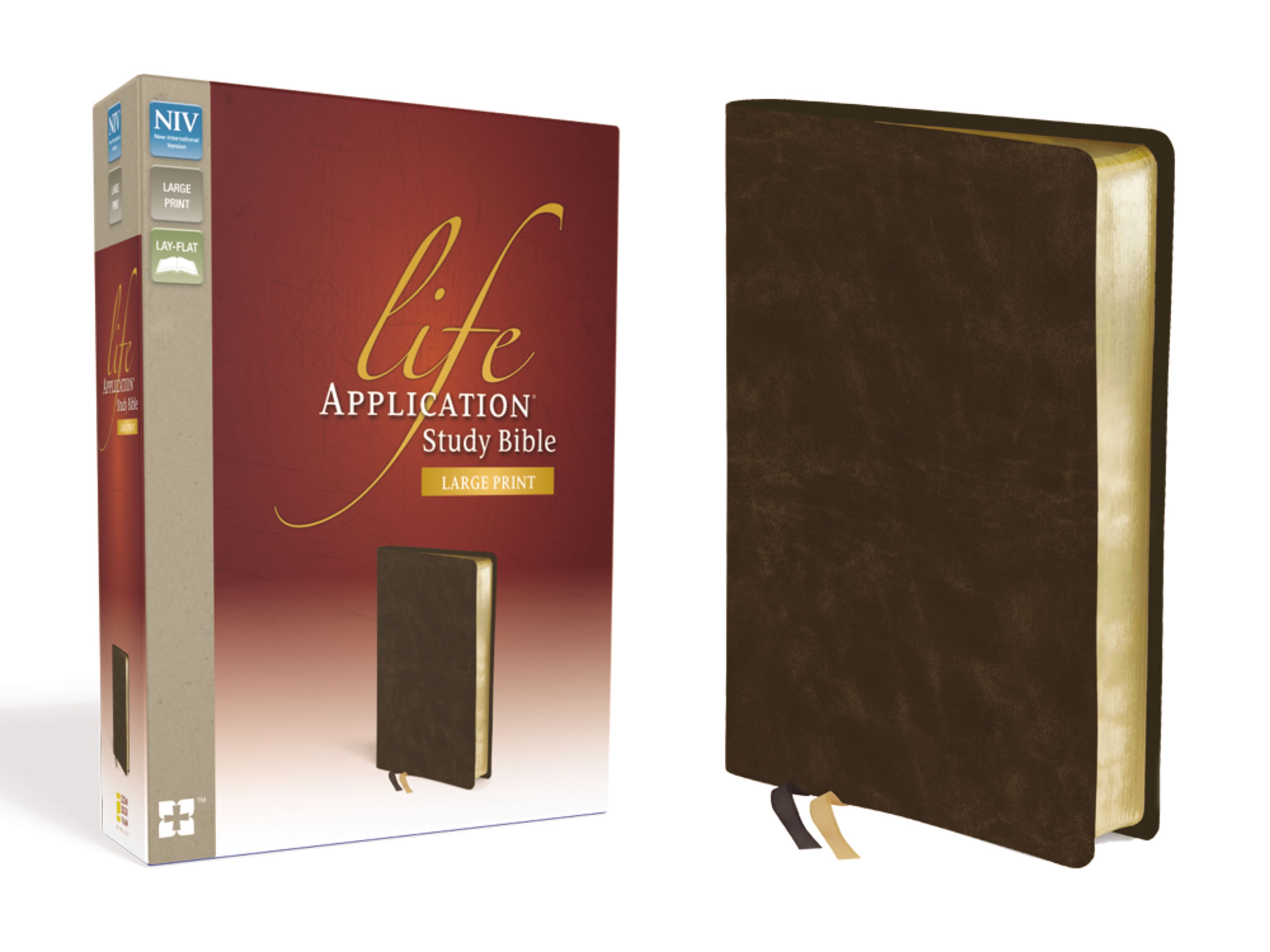 NIV, Life Application Study Bible, Second Edition, Large Print, Bonded Leather, Brown