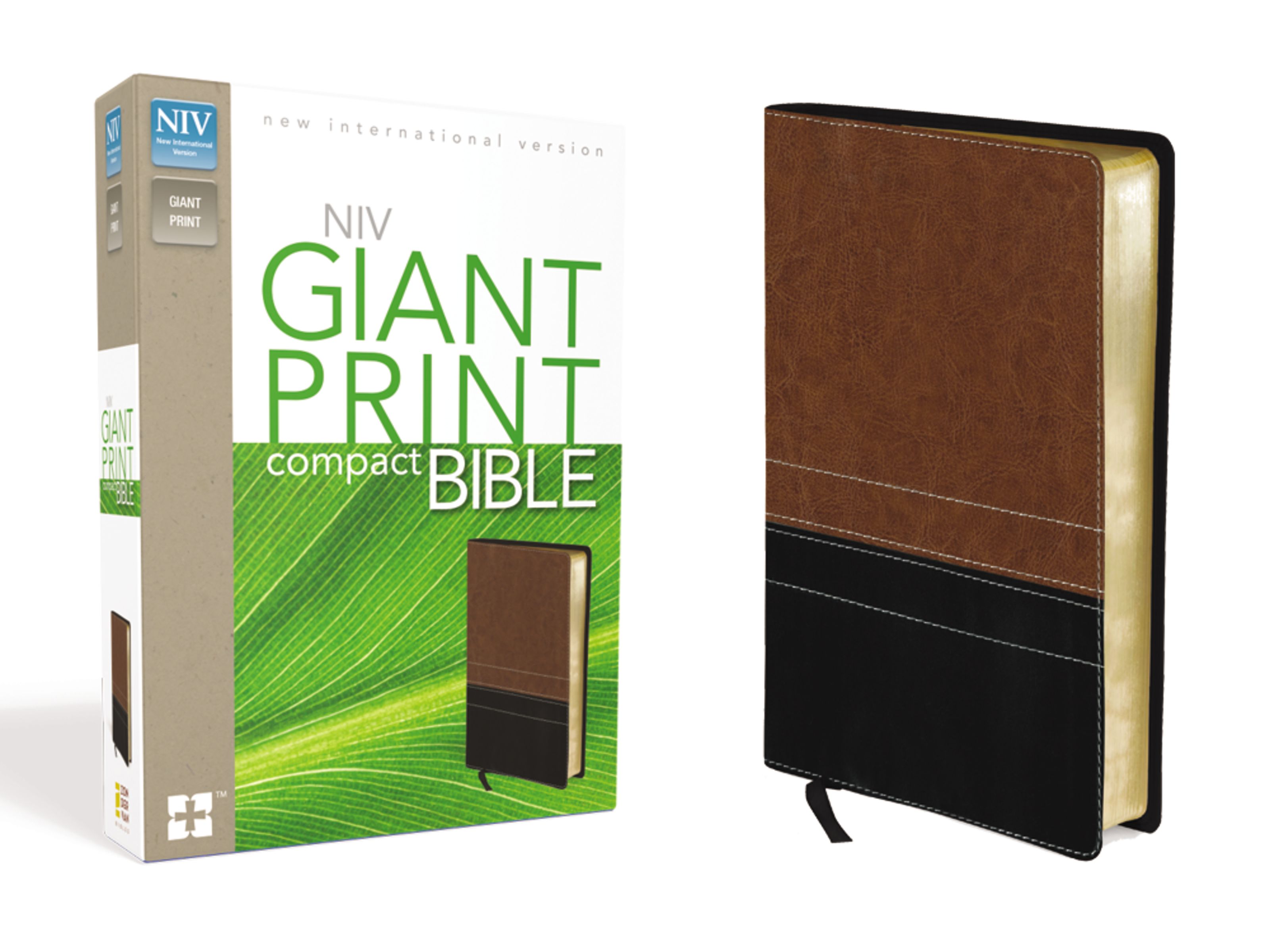 NIV, Giant Print Compact Bible, Giant Print, Leathersoft, Brown/Black