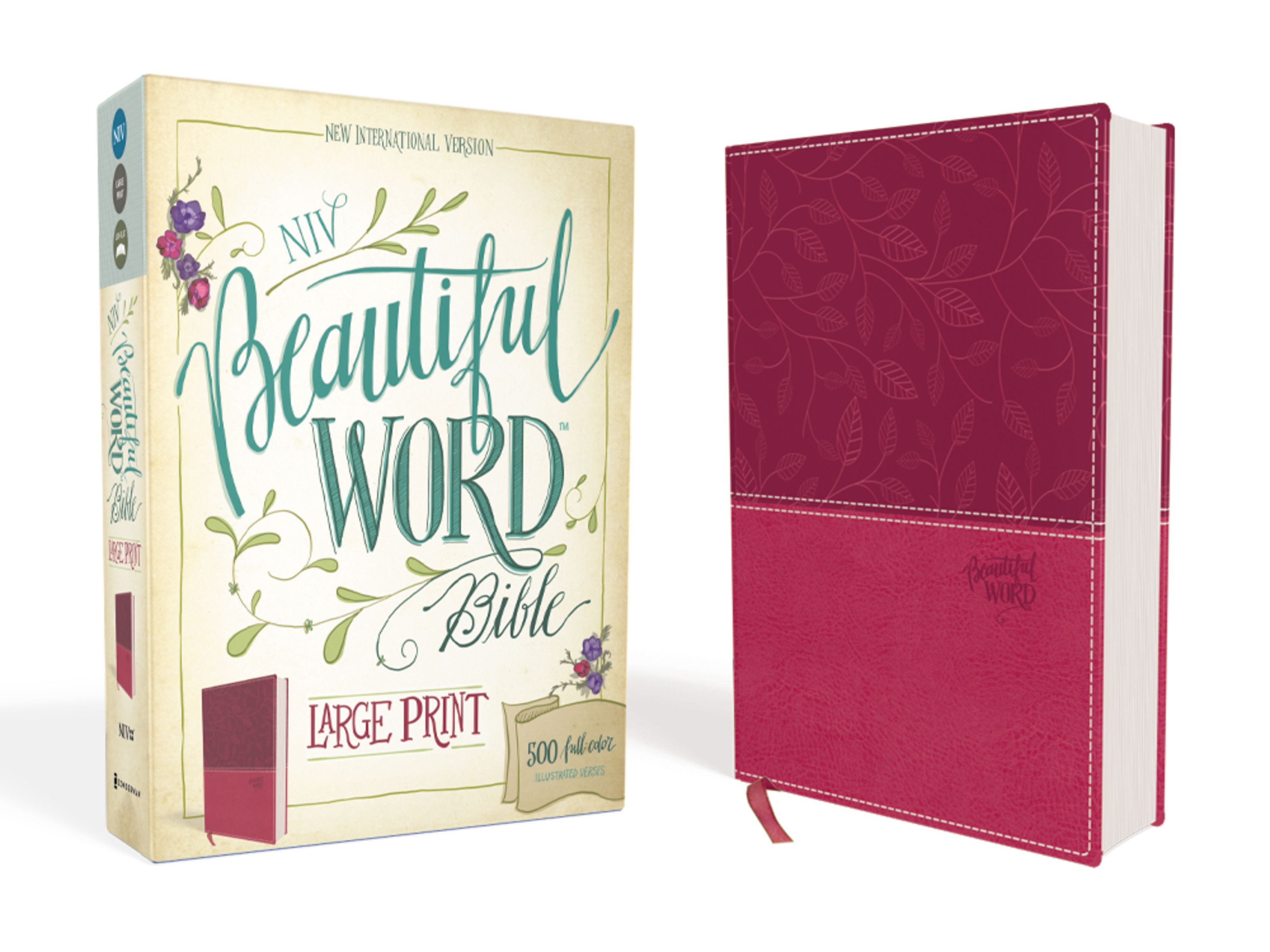 NIV, Beautiful Word Bible, Large Print, Leathersoft, Pink