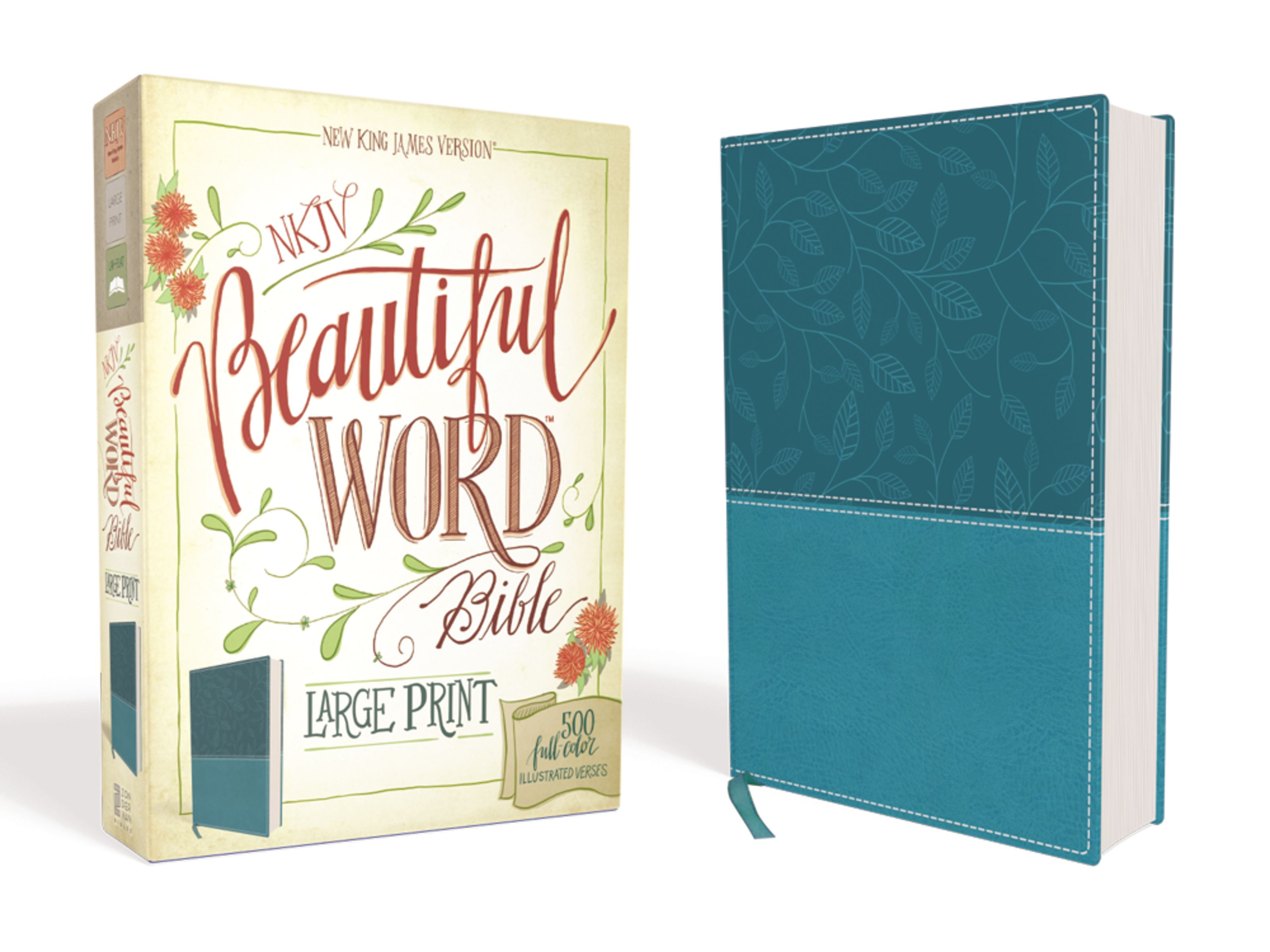 NKJV, Beautiful Word Bible, Large Print, Leathersoft, Teal, Red Letter