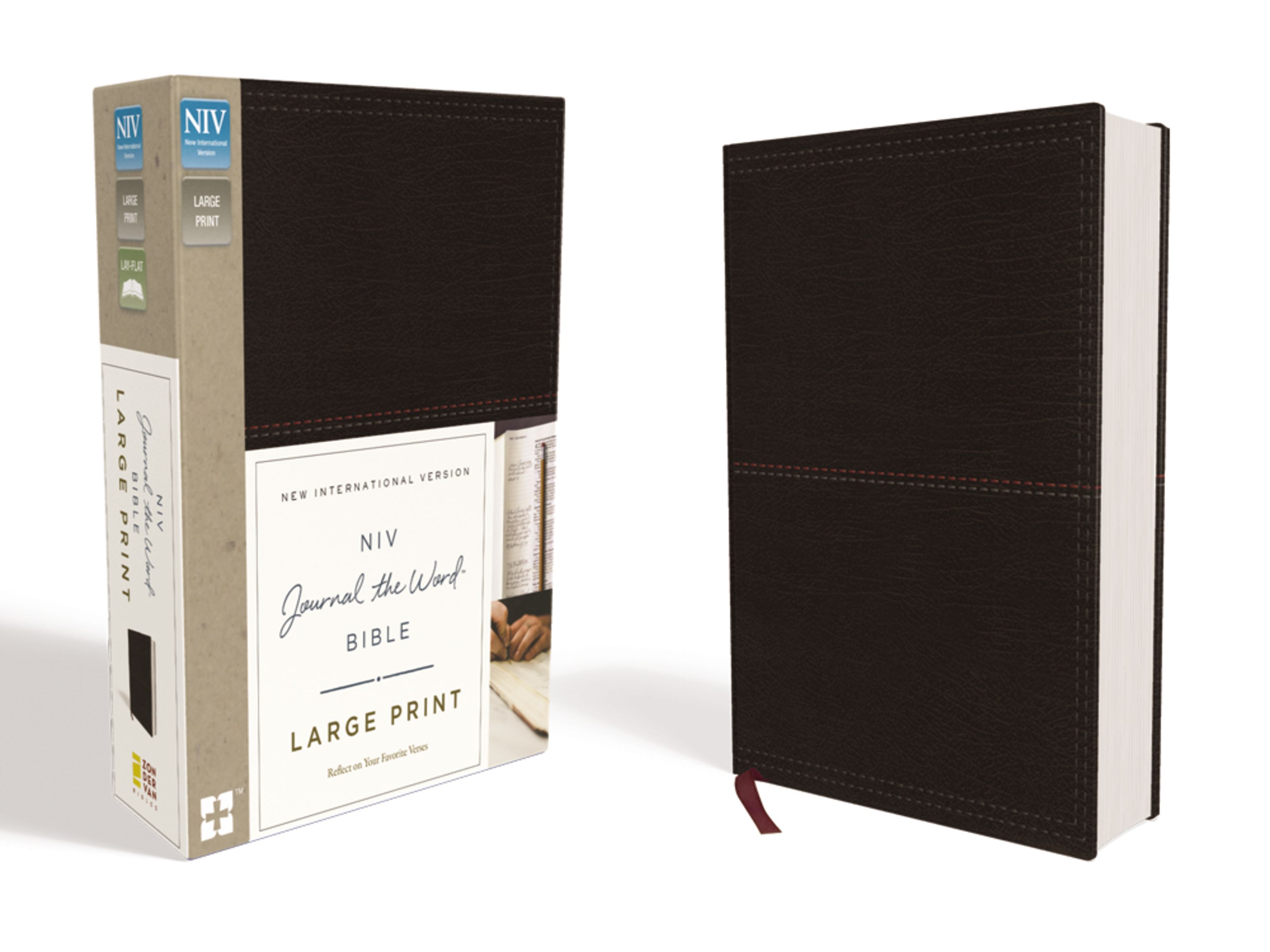 NIV, Journal the Word Bible, Large Print, Leathersoft, Black