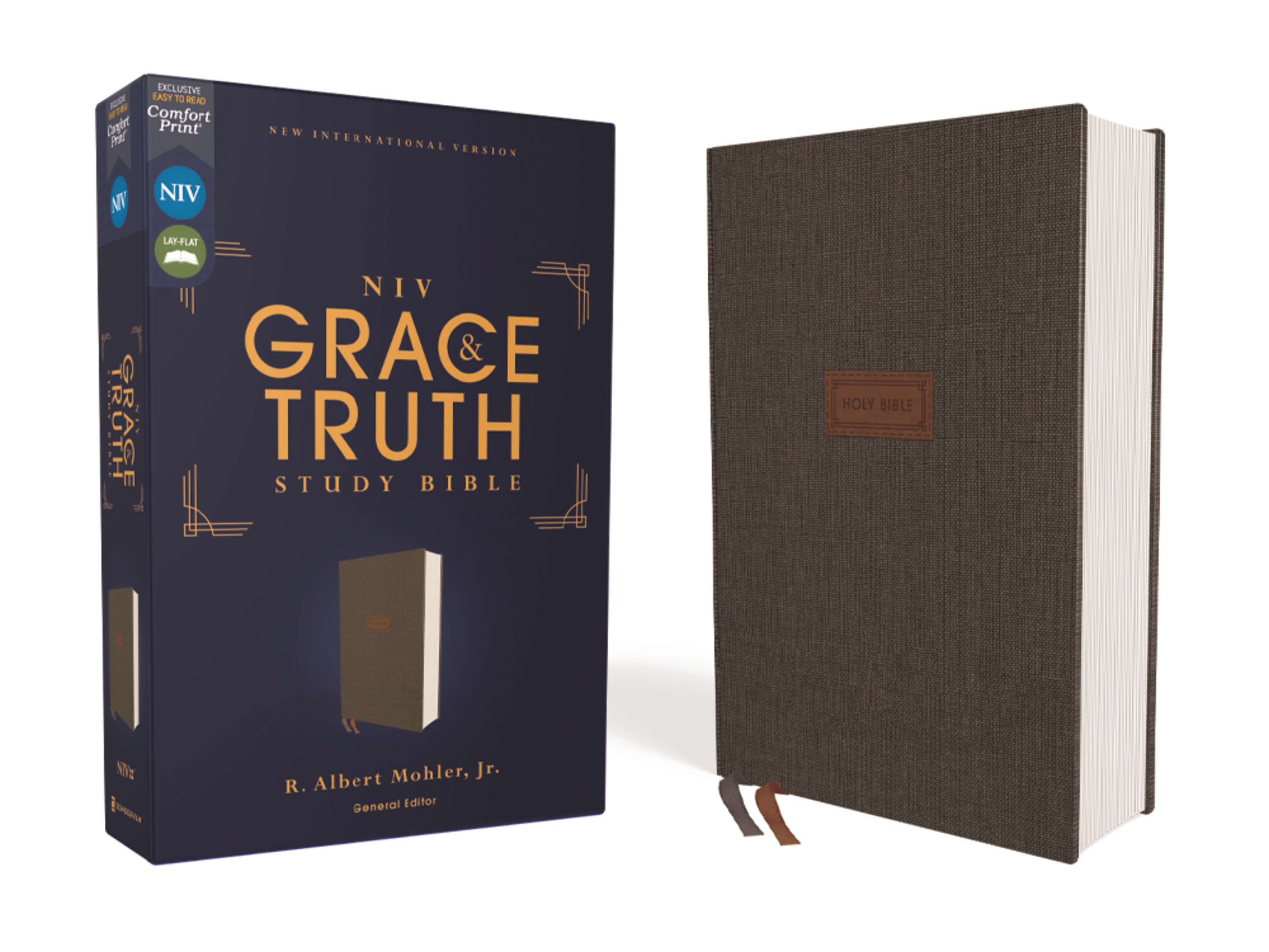 NIV, The Grace and Truth Study Bible, Cloth over Board, Gray, Red Letter, Comfort Print