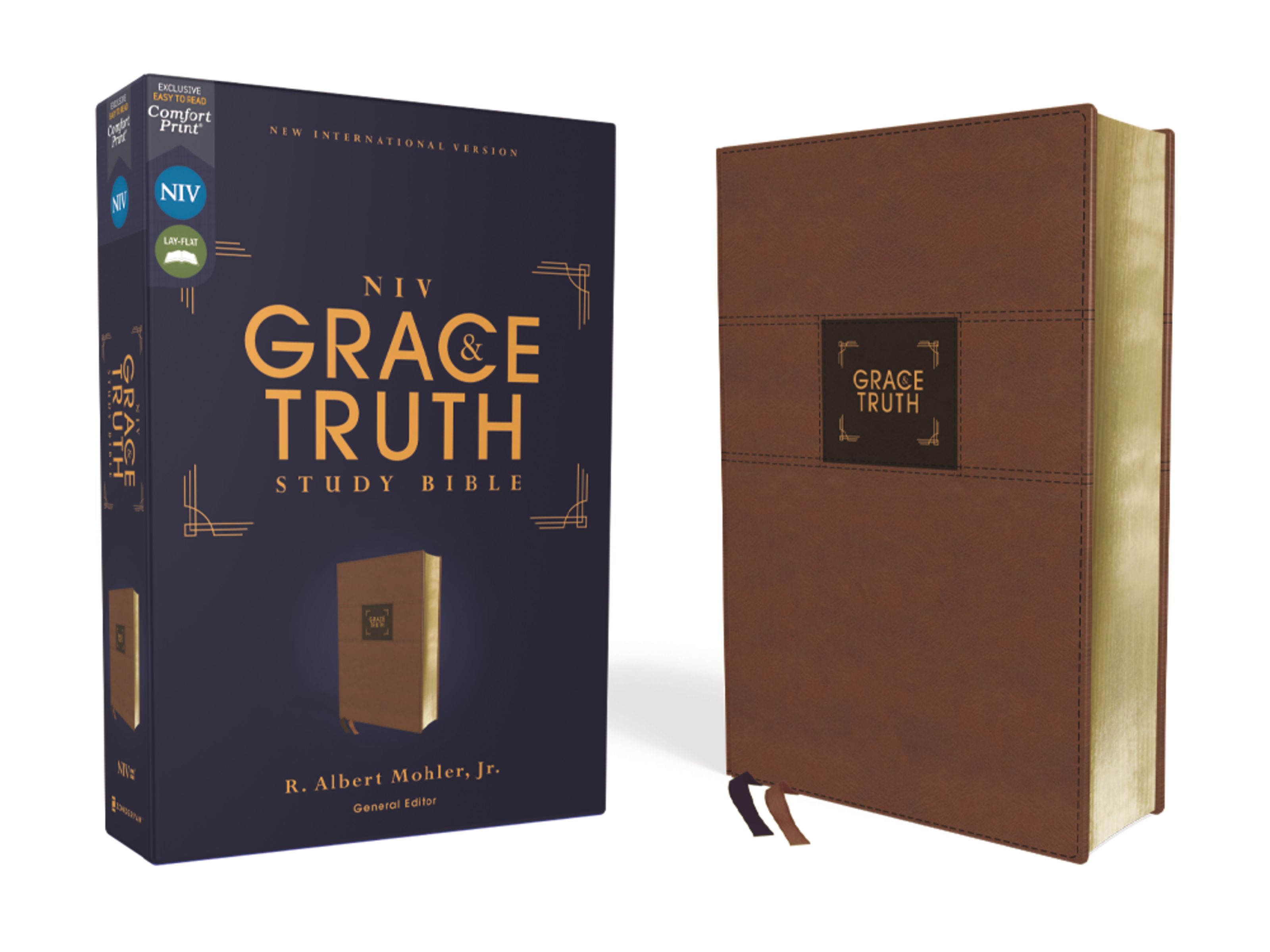 NIV, The Grace and Truth Study Bible, Leathersoft, Brown, Red Letter, Comfort Print