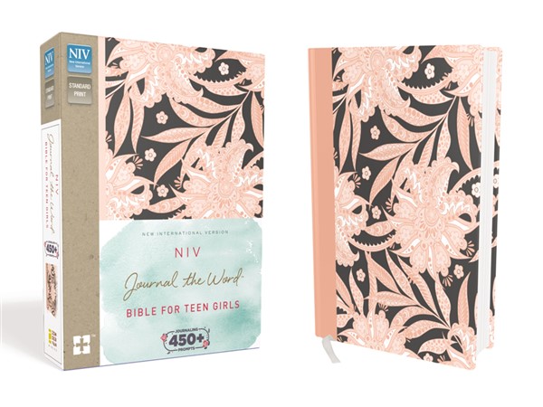 NIV, Journal the Word Bible for Teen Girls, Hardcover, Pink Floral, Red Letter