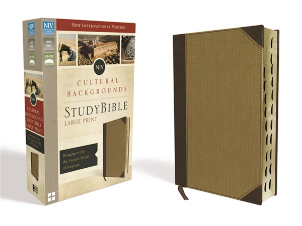 NIV, Cultural Backgrounds Study Bible, Large Print, Leathersoft, Tan, Indexed, Red Letter Edition