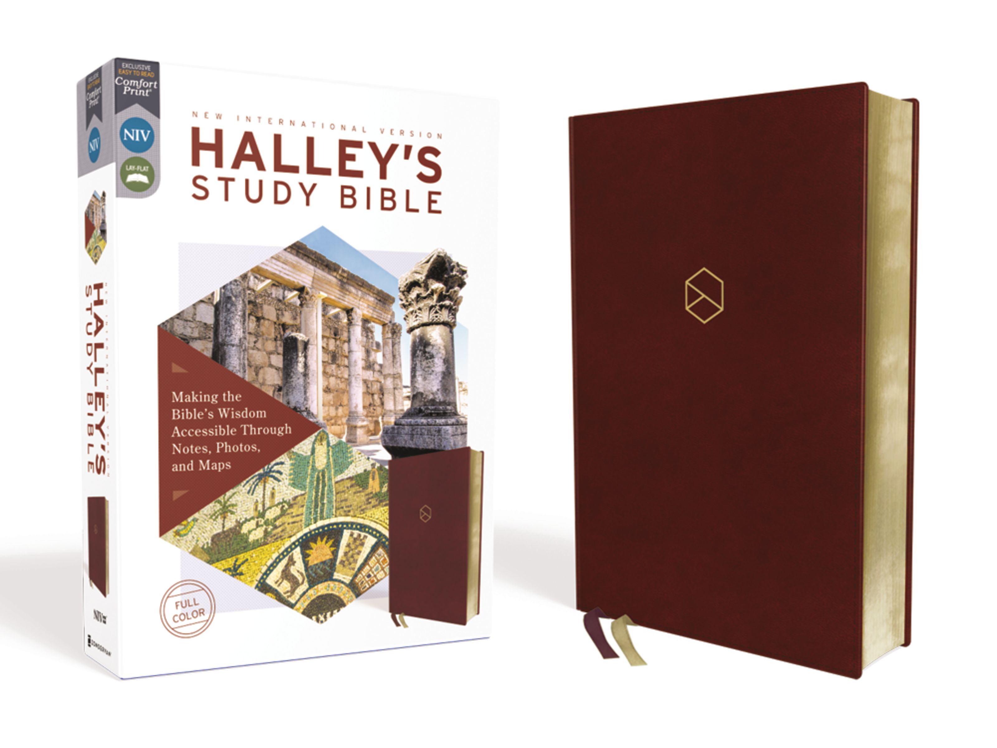 NIV, Halley's Study Bible, Leathersoft, Burgundy, Red Letter, Comfort Print