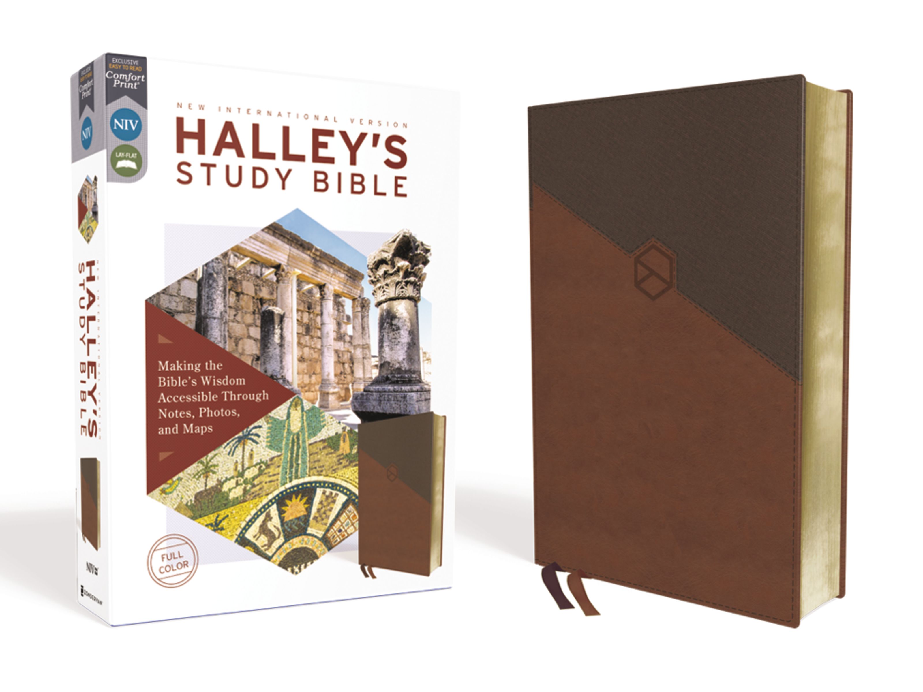 NIV, Halley's Study Bible, Leathersoft, Brown, Red Letter, Comfort Print