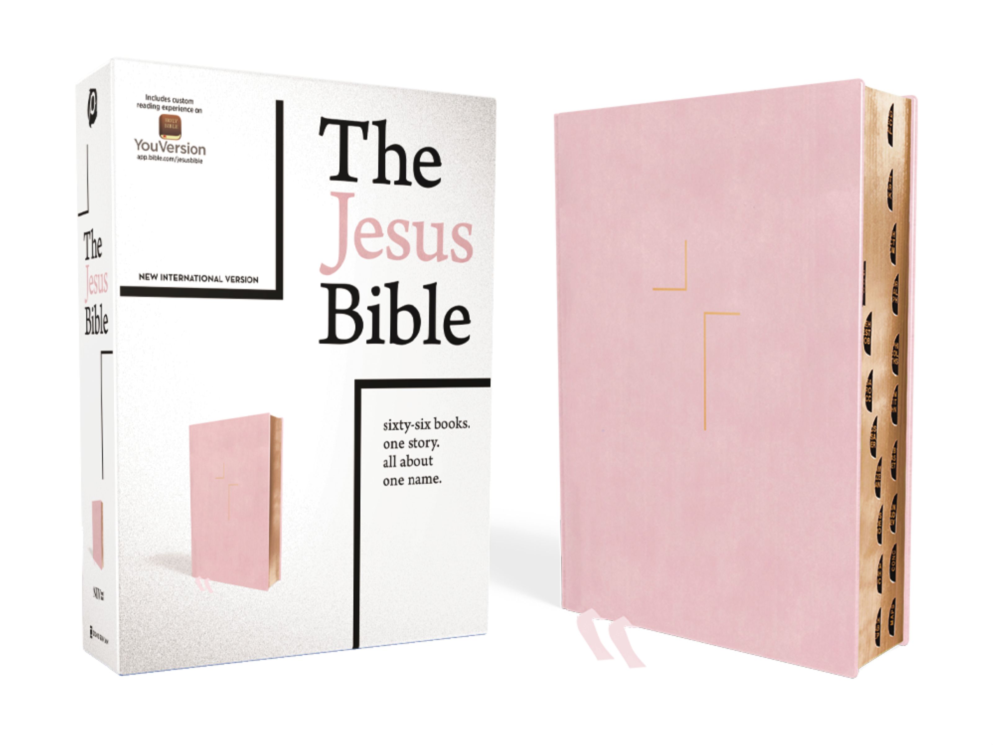 The Jesus Bible, NIV Edition, Leathersoft over Board, Pink, Thumb Indexed, Comfort Print