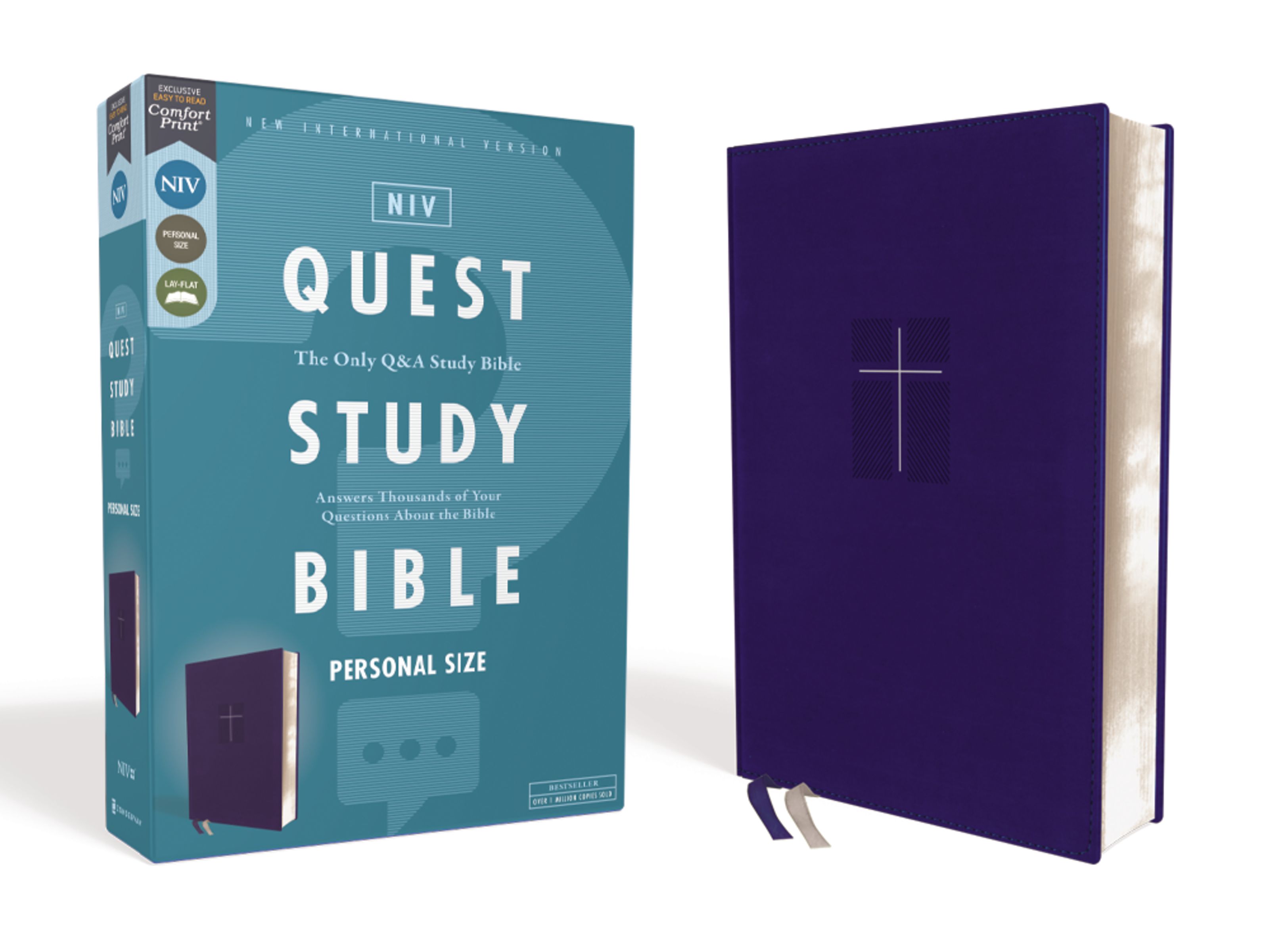 NIV, Quest Study Bible, Personal Size, Leathersoft, Blue, Comfort Print