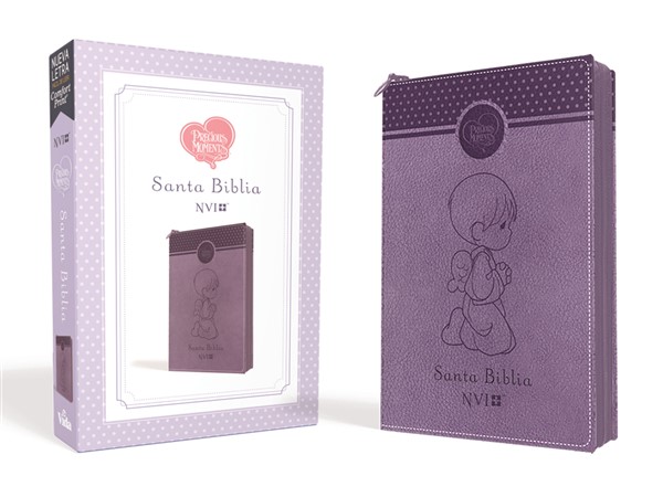 Santa Biblia Precious Moments NVI Angelitos, Ultrafina Compacta Púrpura con cierre
