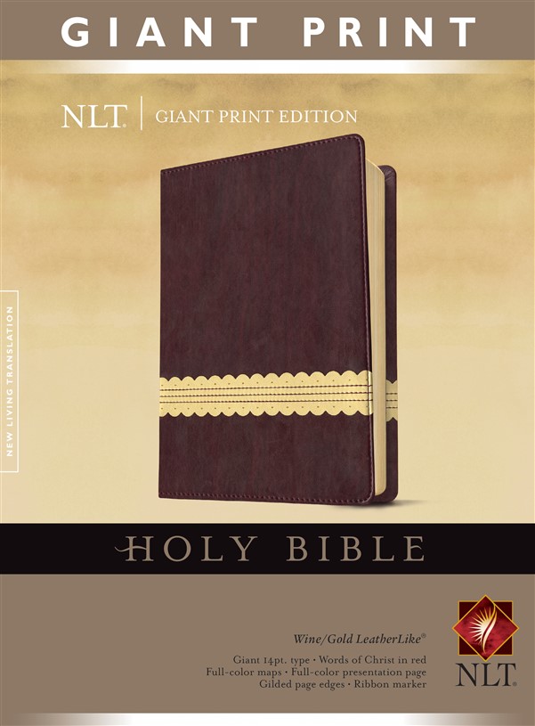 Holy Bible, Giant Print NLT, TuTone (Red Letter, LeatherLike, Wine/Gold)