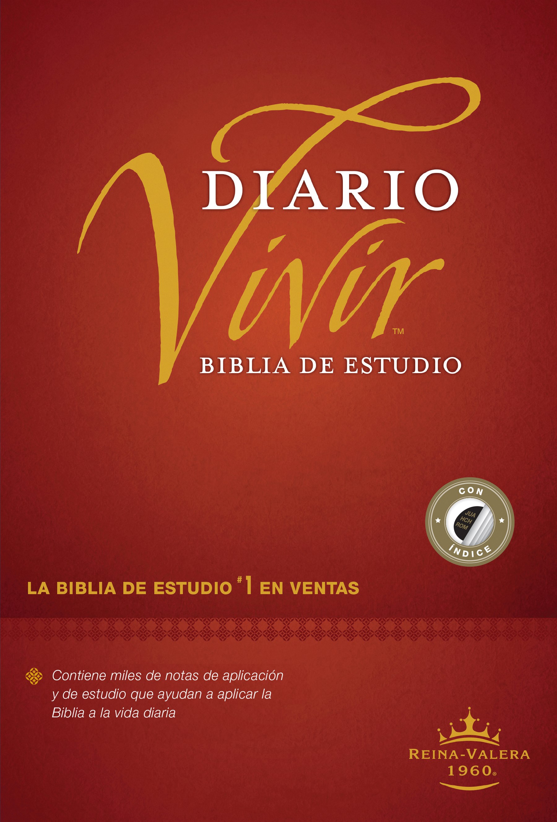 Biblia de estudio del diario vivir RVR60 (Letra Roja, Tapa dura, Vino tinto, Índice)