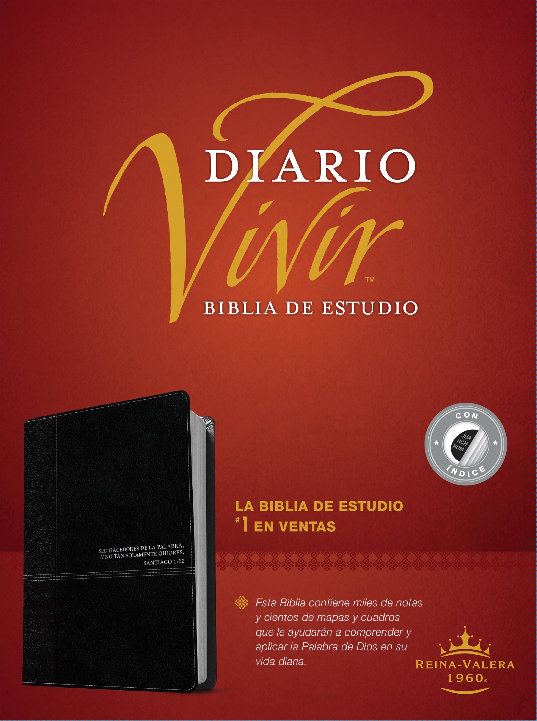 Biblia de estudio del diario vivir RVR60 (Letra Roja, SentiPiel, Negro/Ónice, Índice)