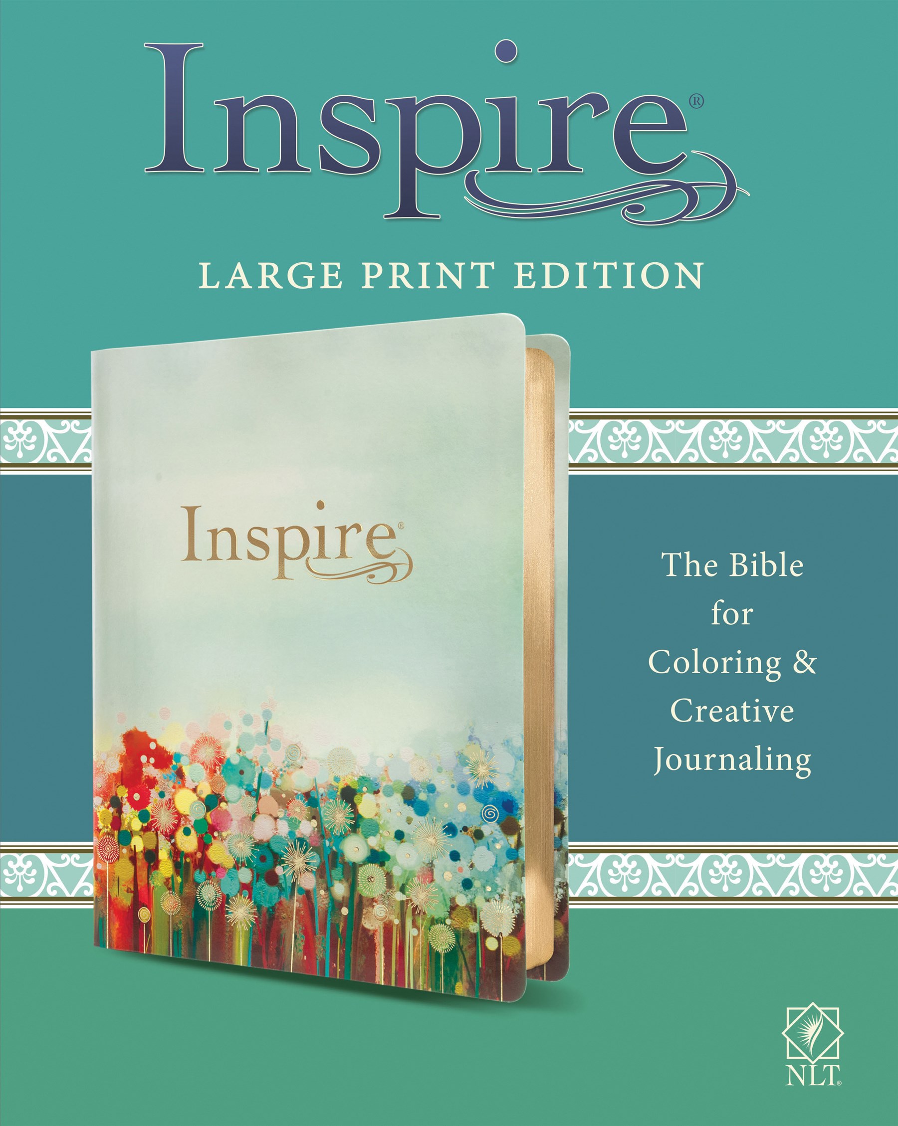 Inspire Bible Large Print NLT (LeatherLike, Floral Fields with Gold)