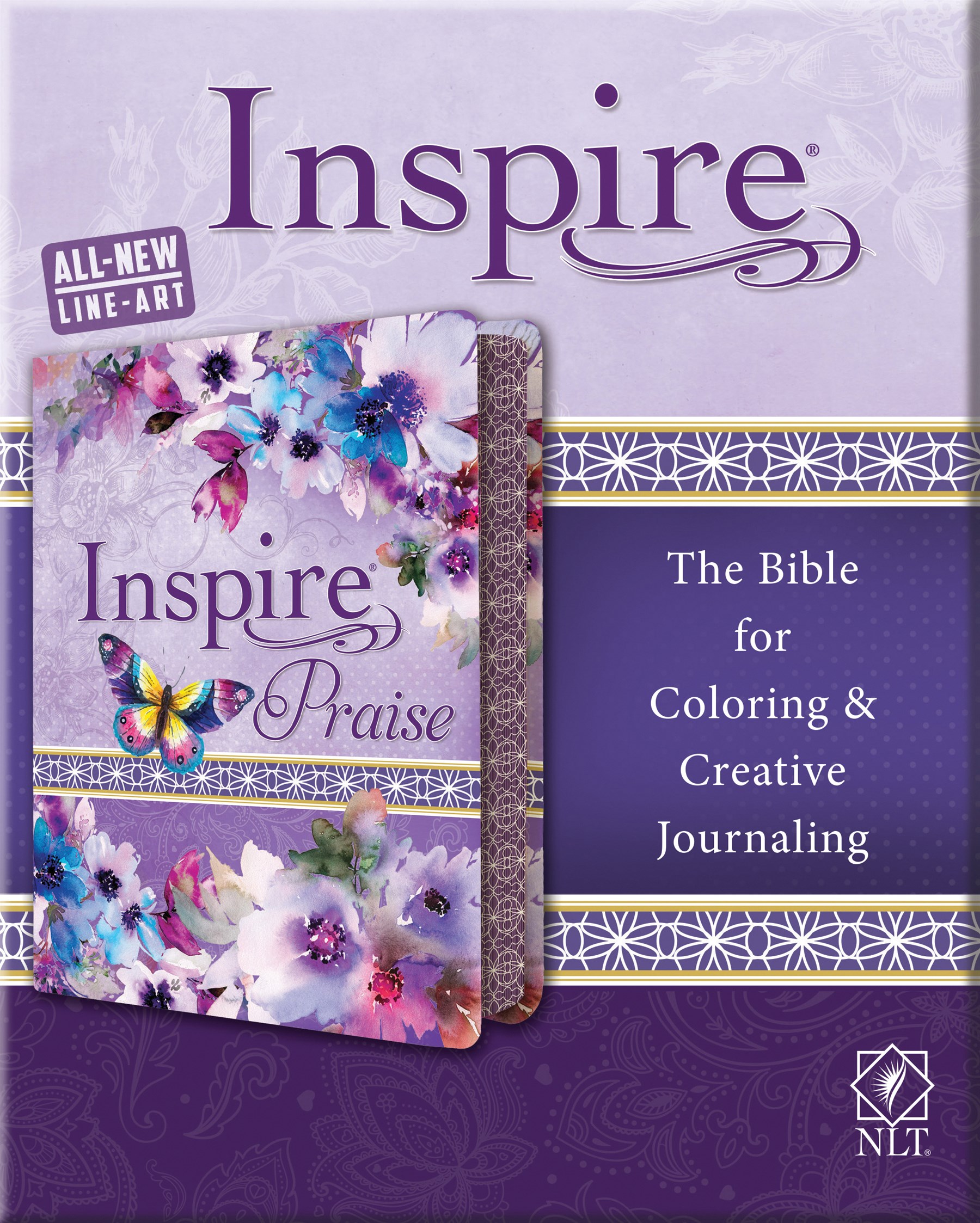 Inspire PRAISE Bible NLT (LeatherLike, Purple Garden)