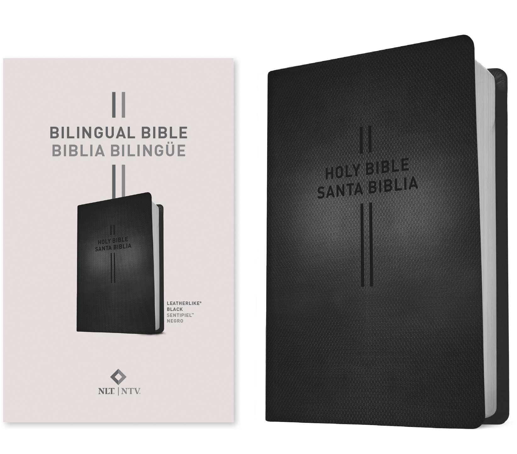 Bilingual Bible / Biblia bilingüe NLT/NTV (LeatherLike, Black)