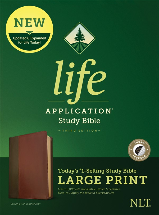 NLT Life Application Study Bible, Third Edition, Large Print (LeatherLike, Brown/Tan, Indexed)