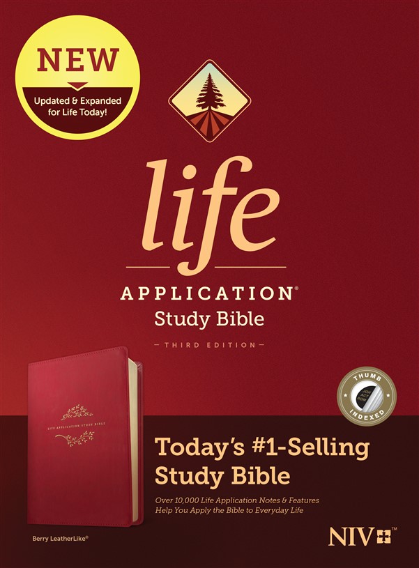NIV Life Application Study Bible, Third Edition (LeatherLike, Berry, Indexed)