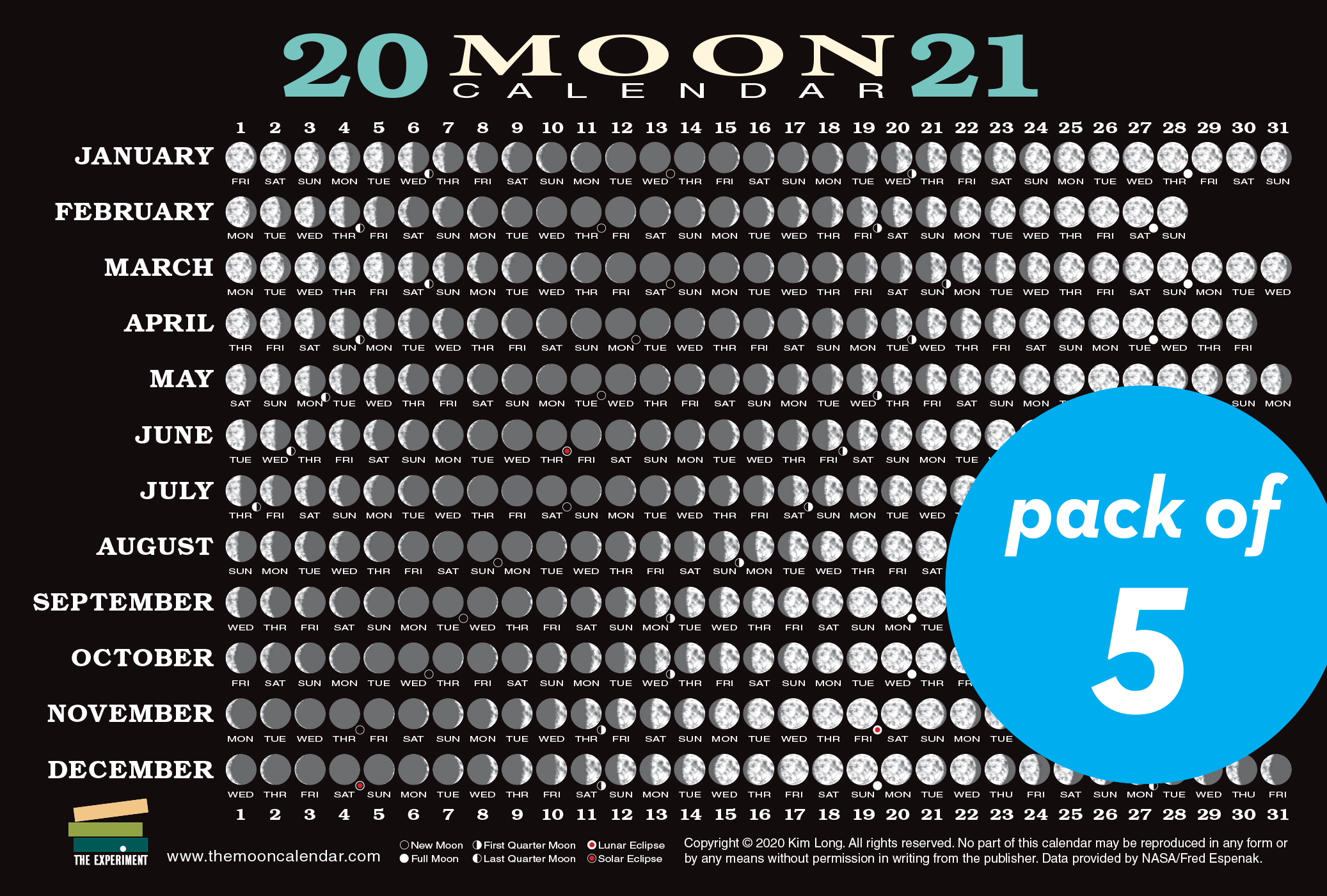 2021 Moon Calendar Card (5 pack)