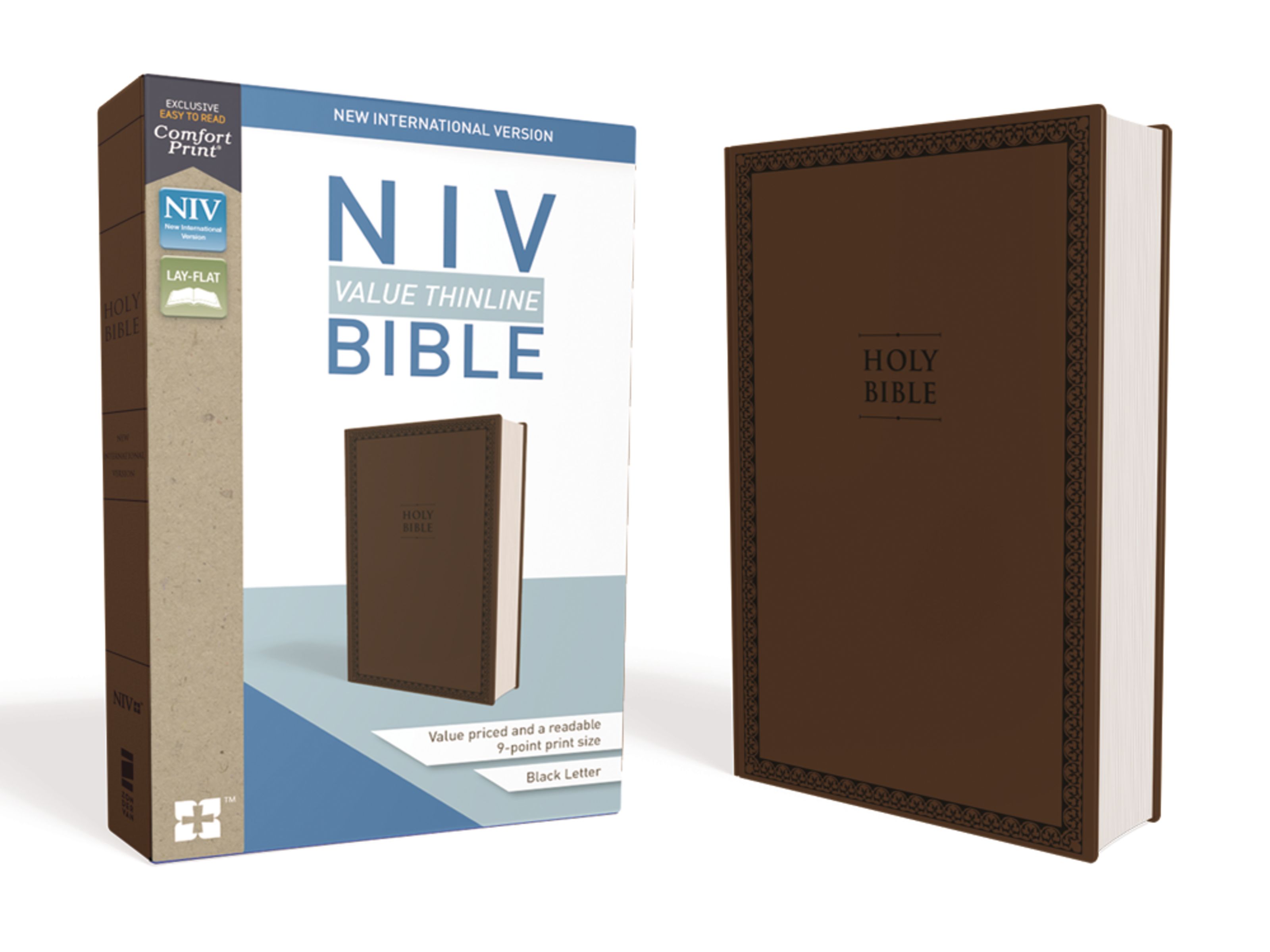 NIV, Value Thinline Bible, Leathersoft, Brown, Comfort Print