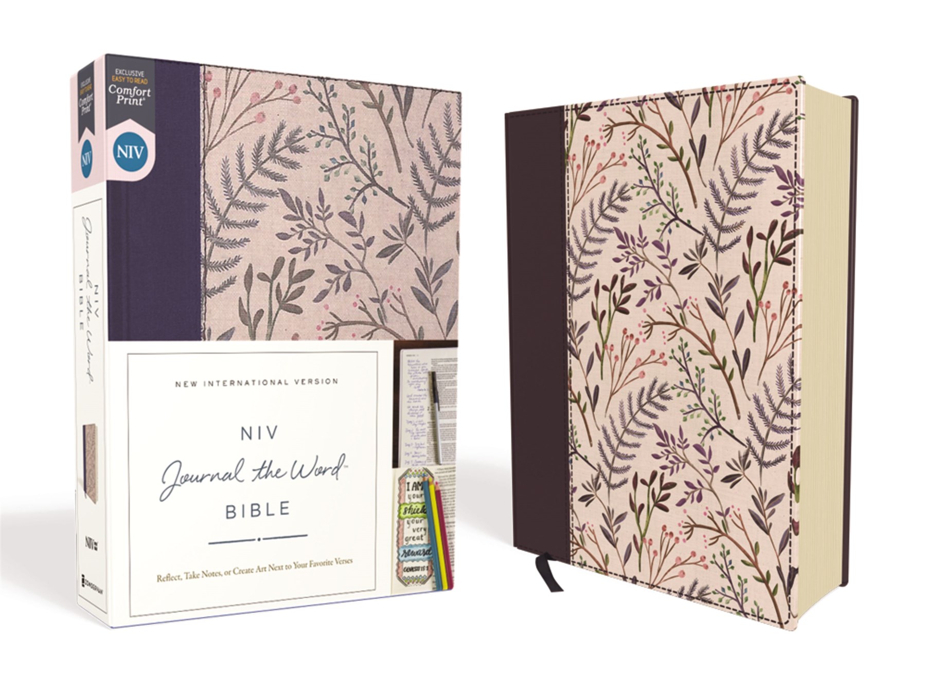 NIV, Journal the Word Bible, Cloth over Board, Pink Floral, Red Letter, Comfort Print