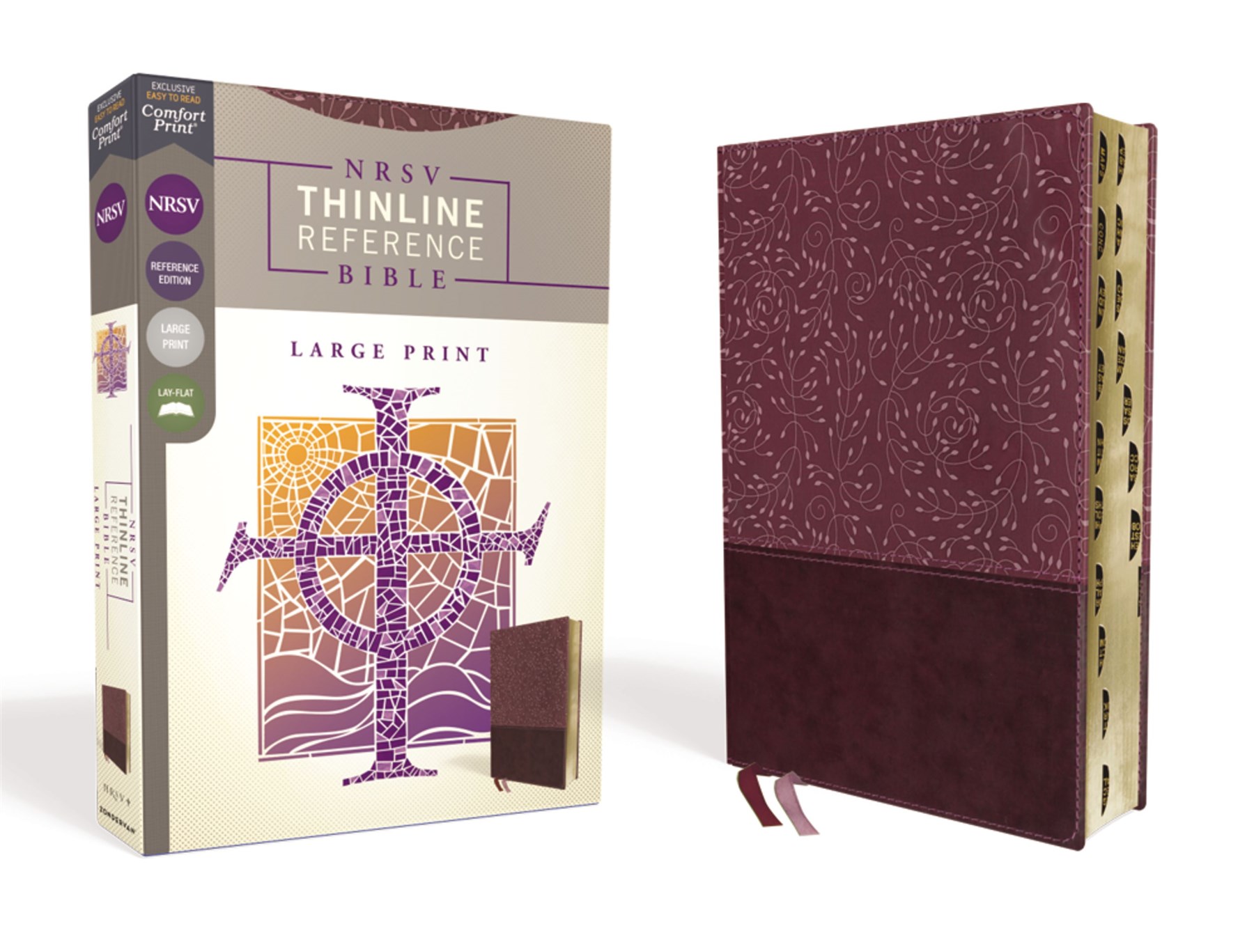 NRSV, Thinline Reference Bible, Large Print, Leathersoft, Burgundy, Thumb Indexed, Comfort Print