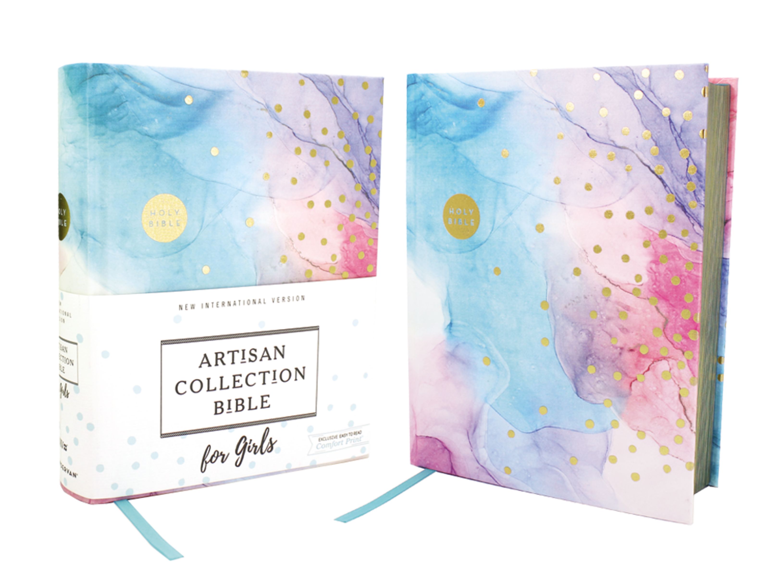 NIV, Artisan Collection Bible for Girls, Cloth over Board, Multi-color, Art Gilded Edges, Red Letter, Comfort Print