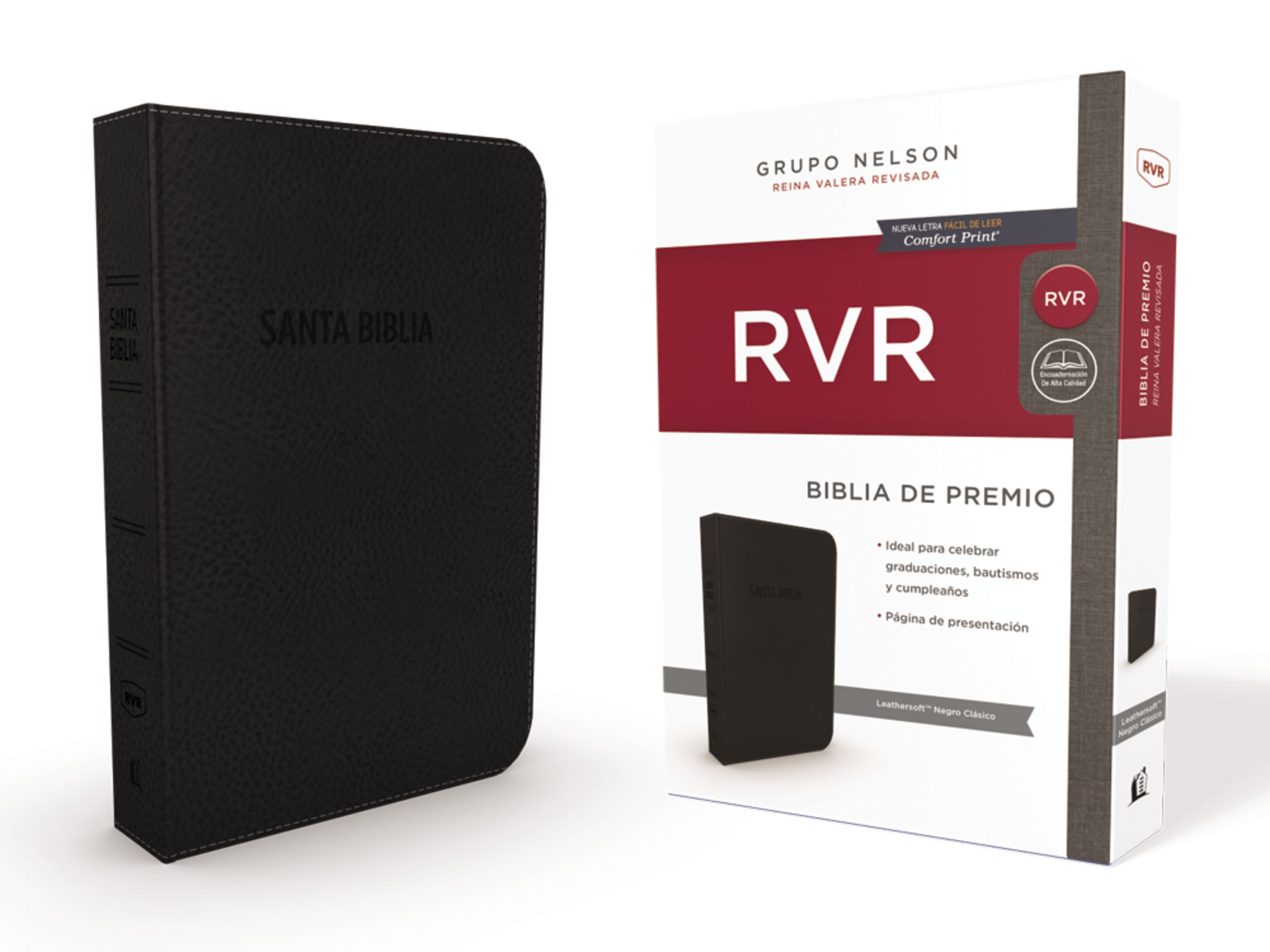 Biblia de Premio y Regalo Reina Valera Revisada, Leathersoft, Negra Clásica