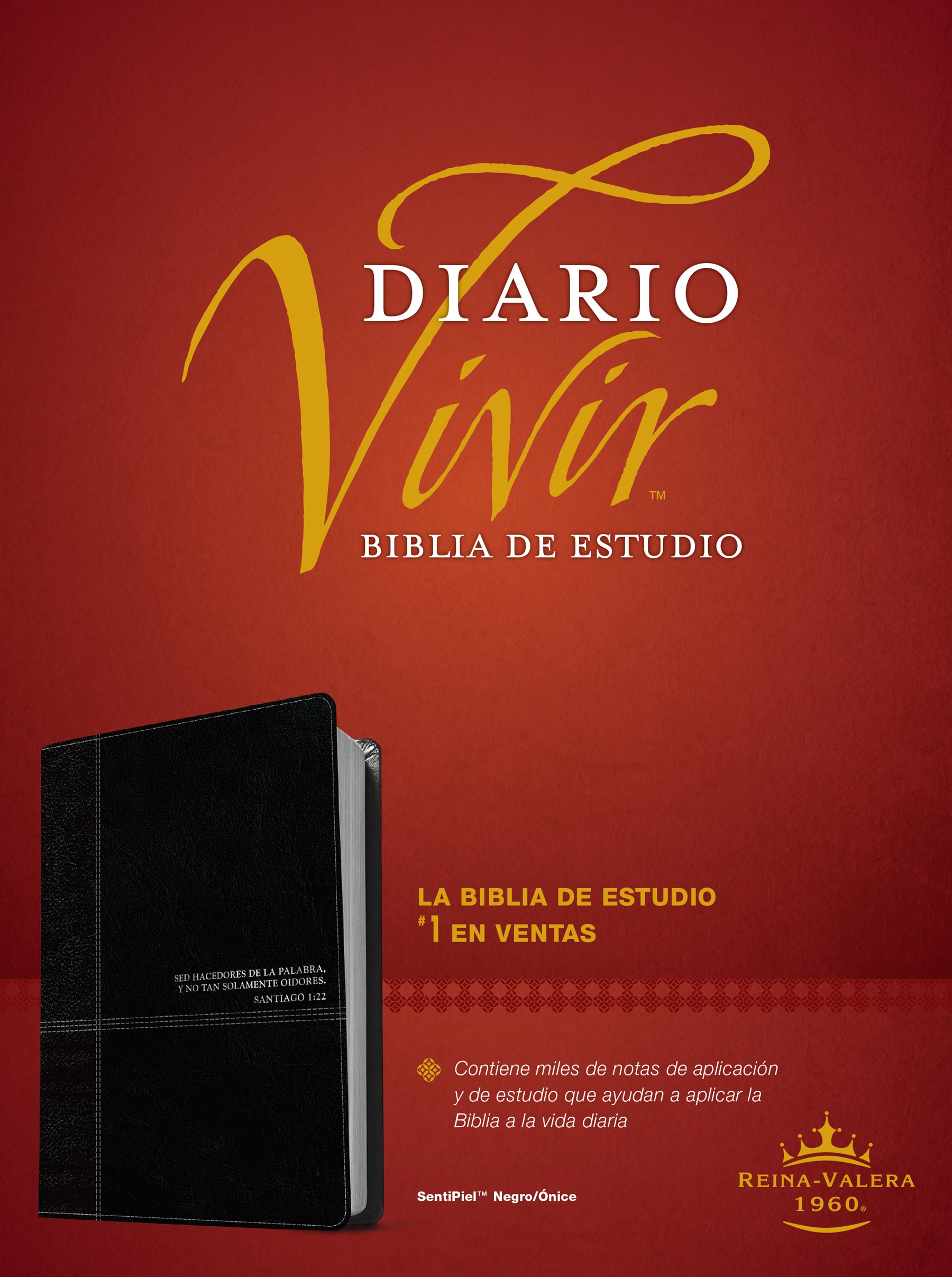 Biblia de estudio del diario vivir RVR60 (Letra Roja, SentiPiel, Negro/Ónice)